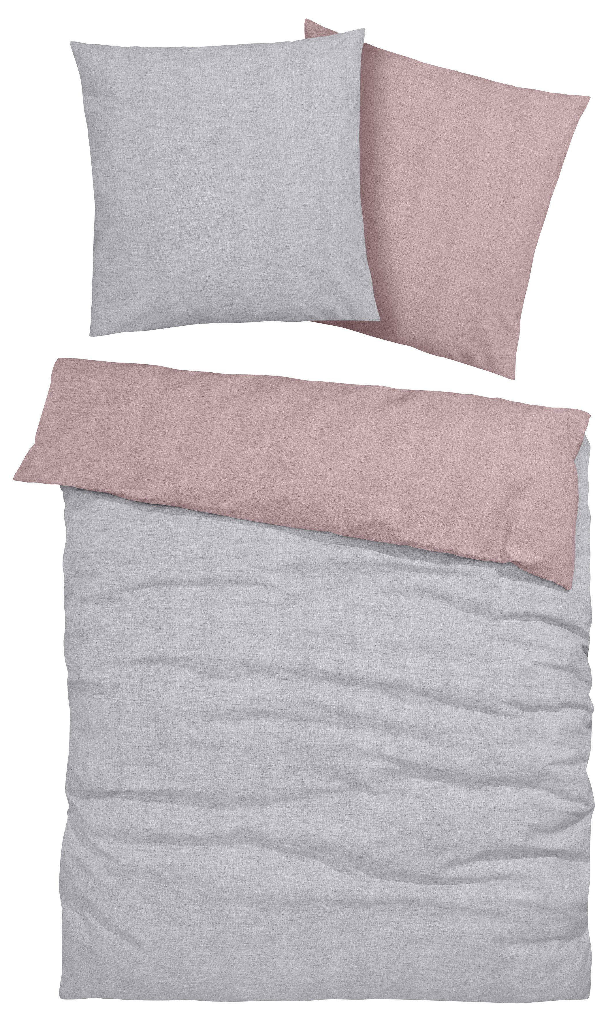 Bruno Banani Tweezijdig te gebruiken overtrekset Merlijn in mt. 135x200 of 155x220 cm Katoenen bedlinnen, linnen-look in mêlee-look (2-delig)