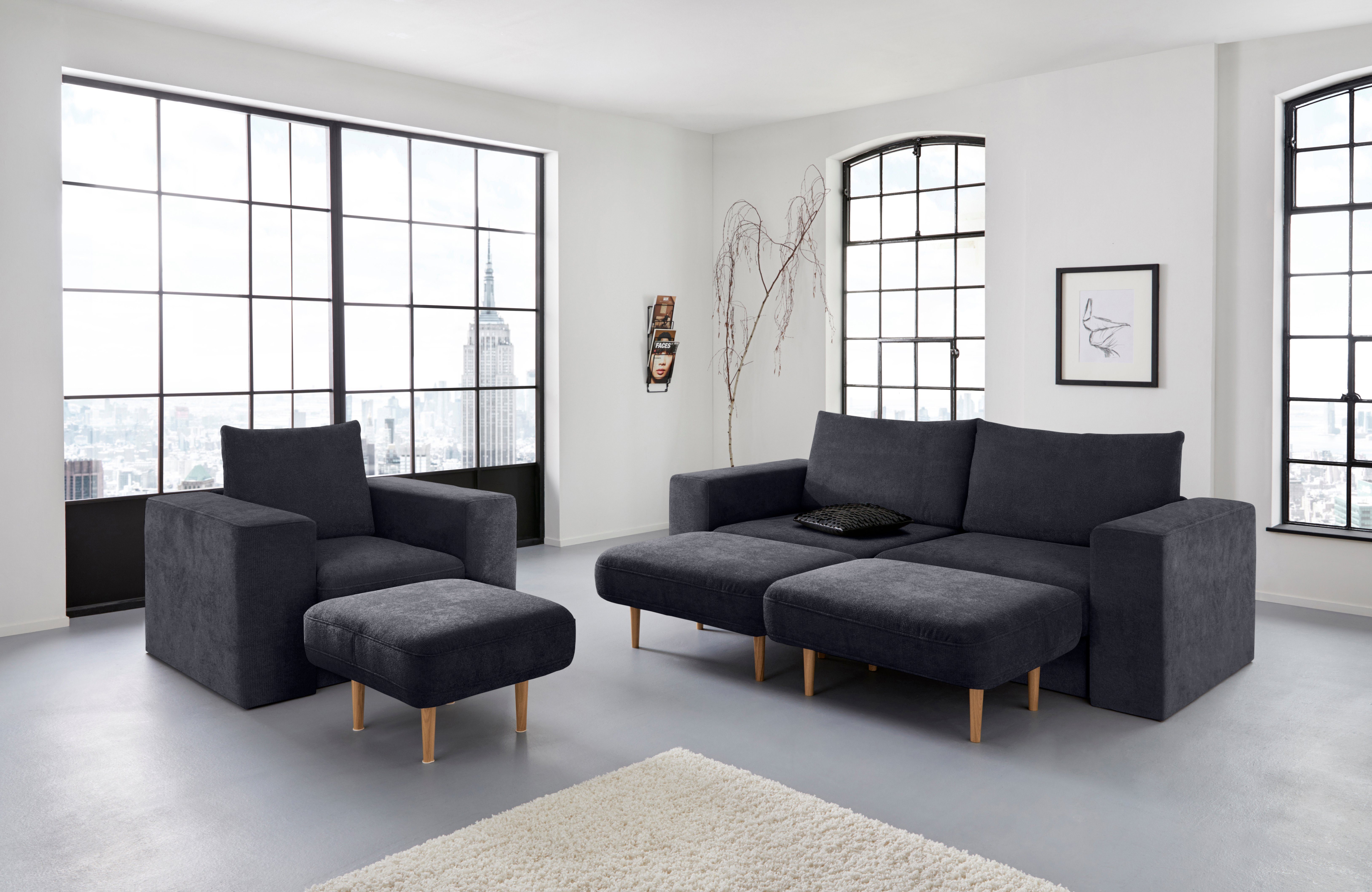 LOOKS BY WOLFGANG JOOP 3,5-zitsbank Looksv Aan te passen bank: de bank wordt bank met 2 hockers
