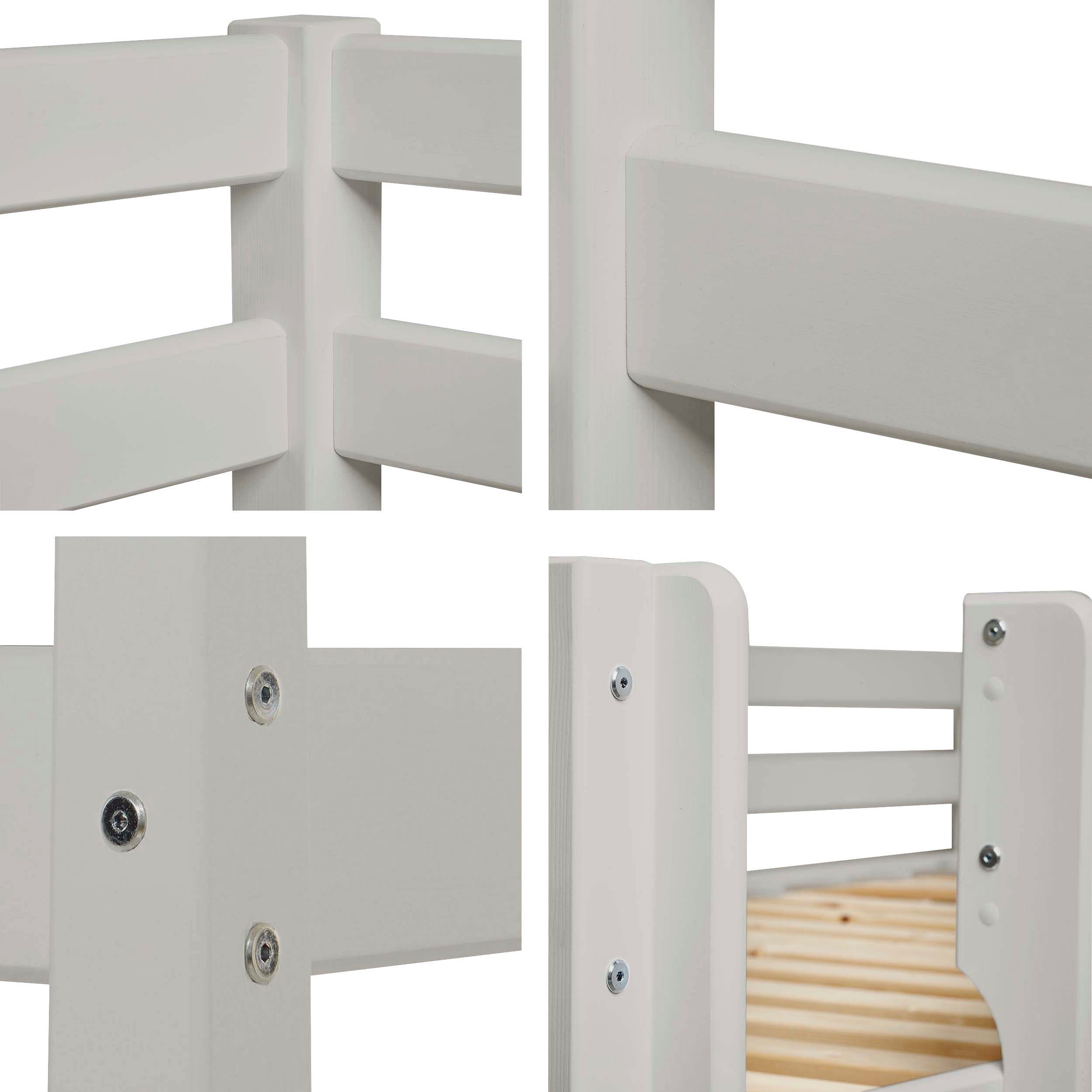 Hoppekids Stapelbed Eco comfort kinderbed 90x200 of 70x160 van massief hout in 4 kleuren