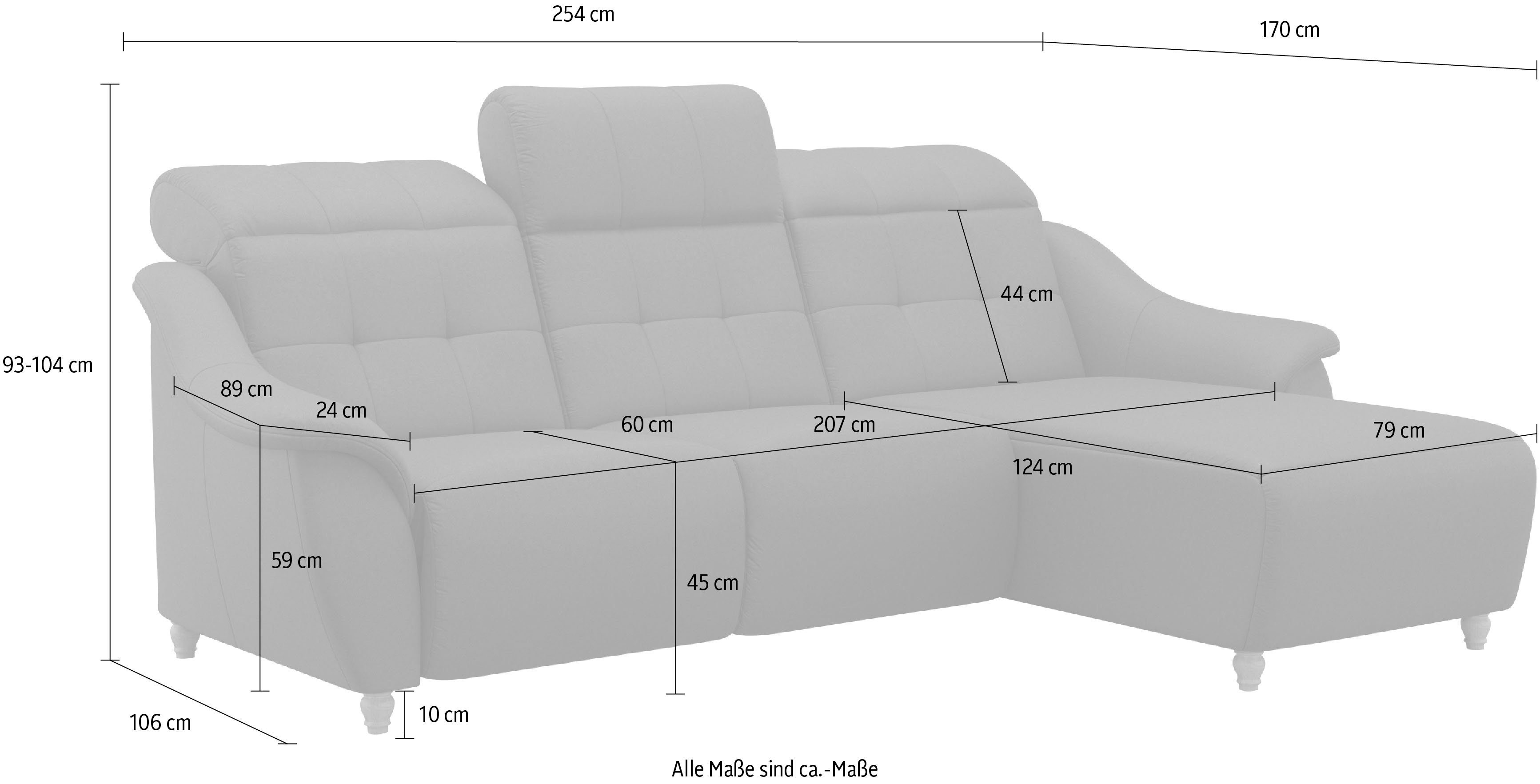Home affaire Hoekbank Boston L-vorm Verstelbare hoofdsteun op ieder zitoppervlak, naar keuze met relaxfunctie (2-delig)