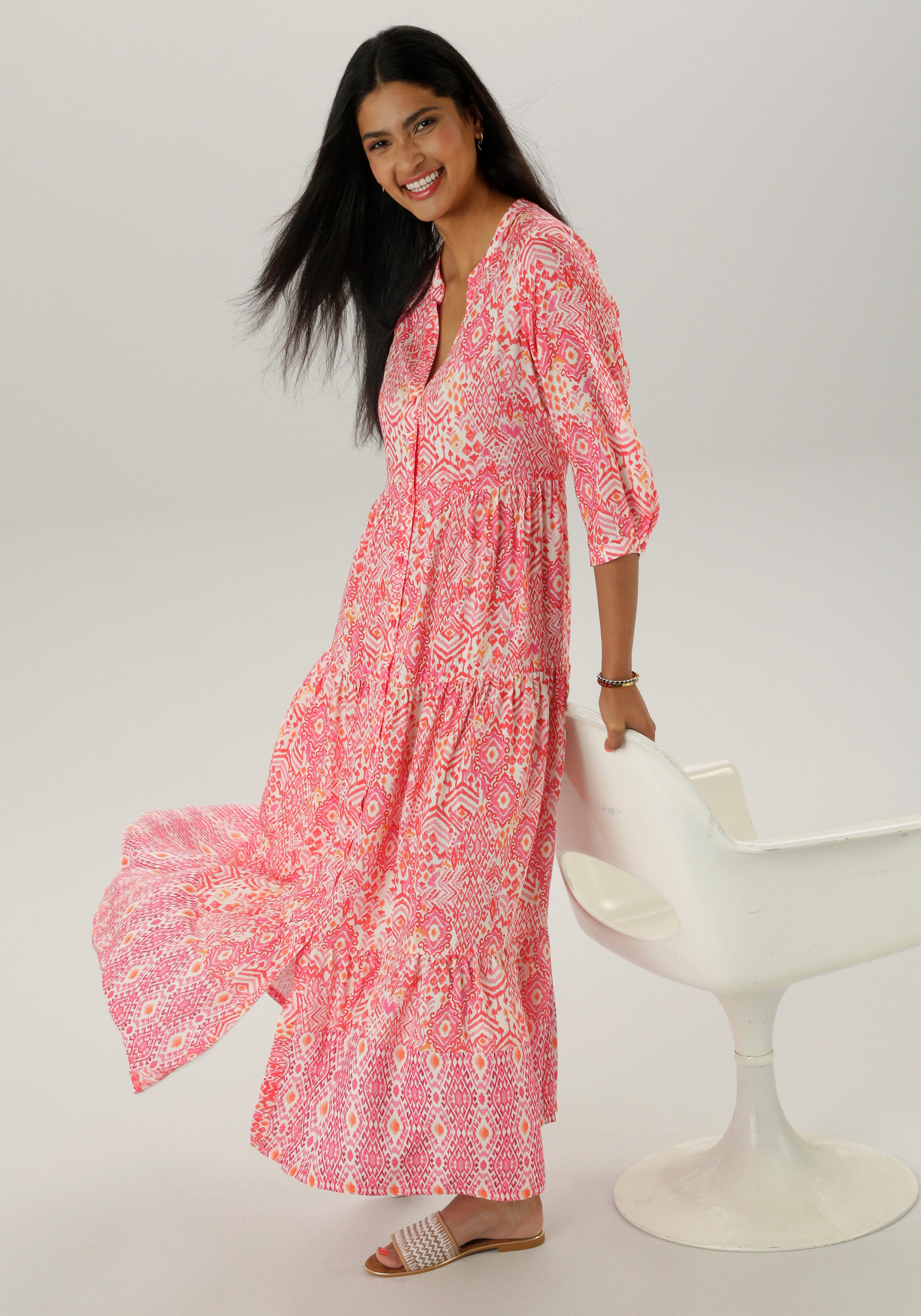 Aniston SELECTED Maxi-jurk met frisse zomerse etnische patronen