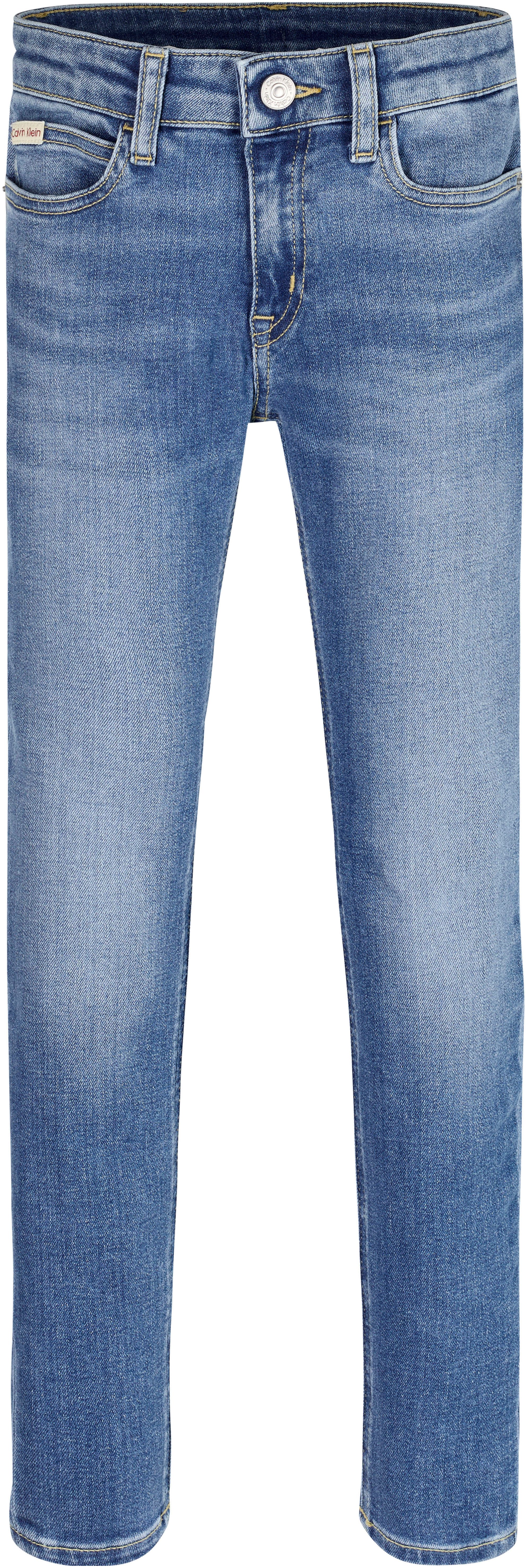 Calvin Klein Skinny fit jeans MR SKINNY ESS WASHED BLUE DENIM voor kinderen tot 16 jaar met logopatch