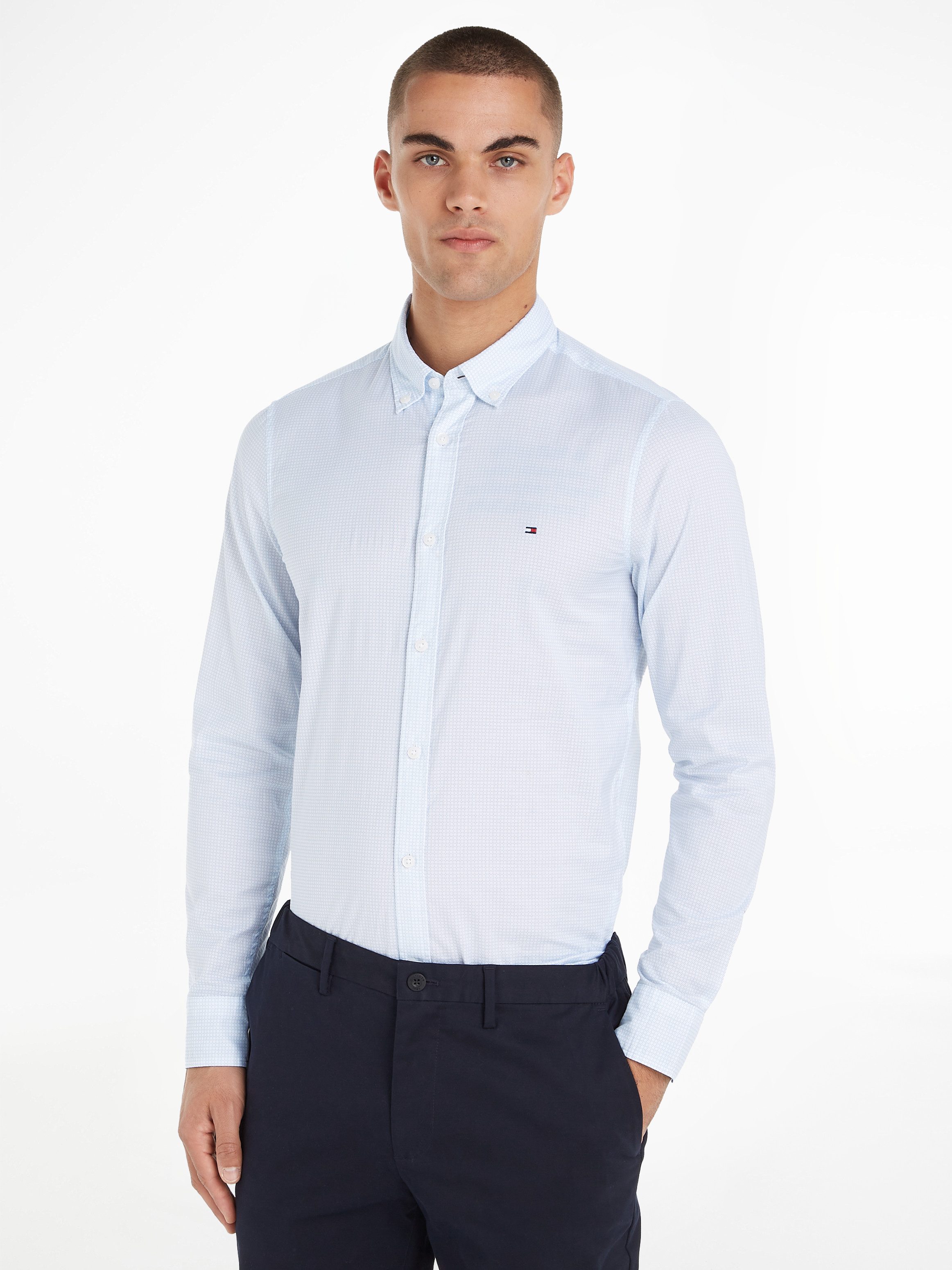 Tommy Hilfiger Businessoverhemd FLEX MICRO FOULARD SF SHIRT Met minimal-print, button-down-kraag