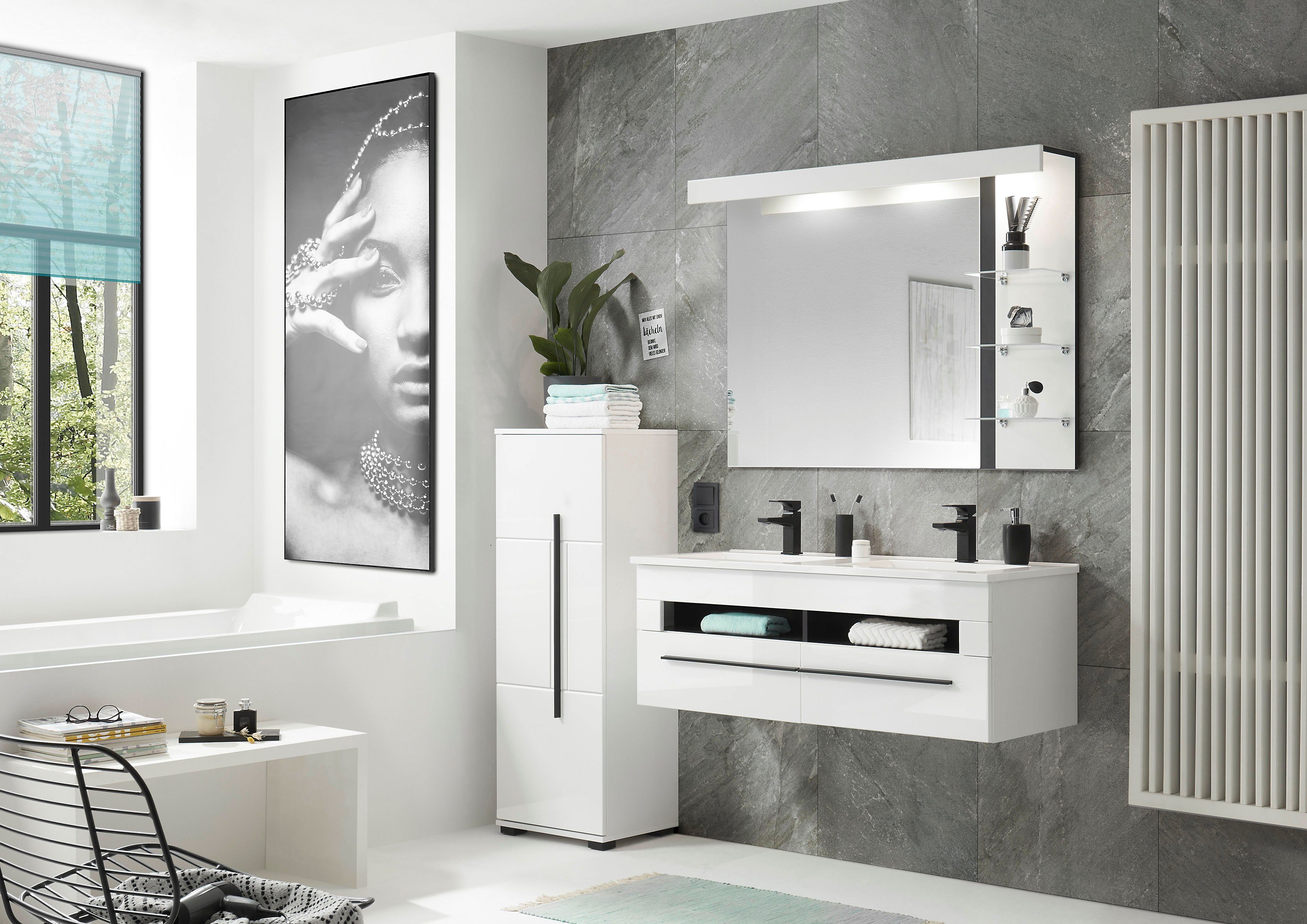INOSIGN Halfhoge kast Cantara, badkamerkast in hoogglans wit, kast in modern ontwerp