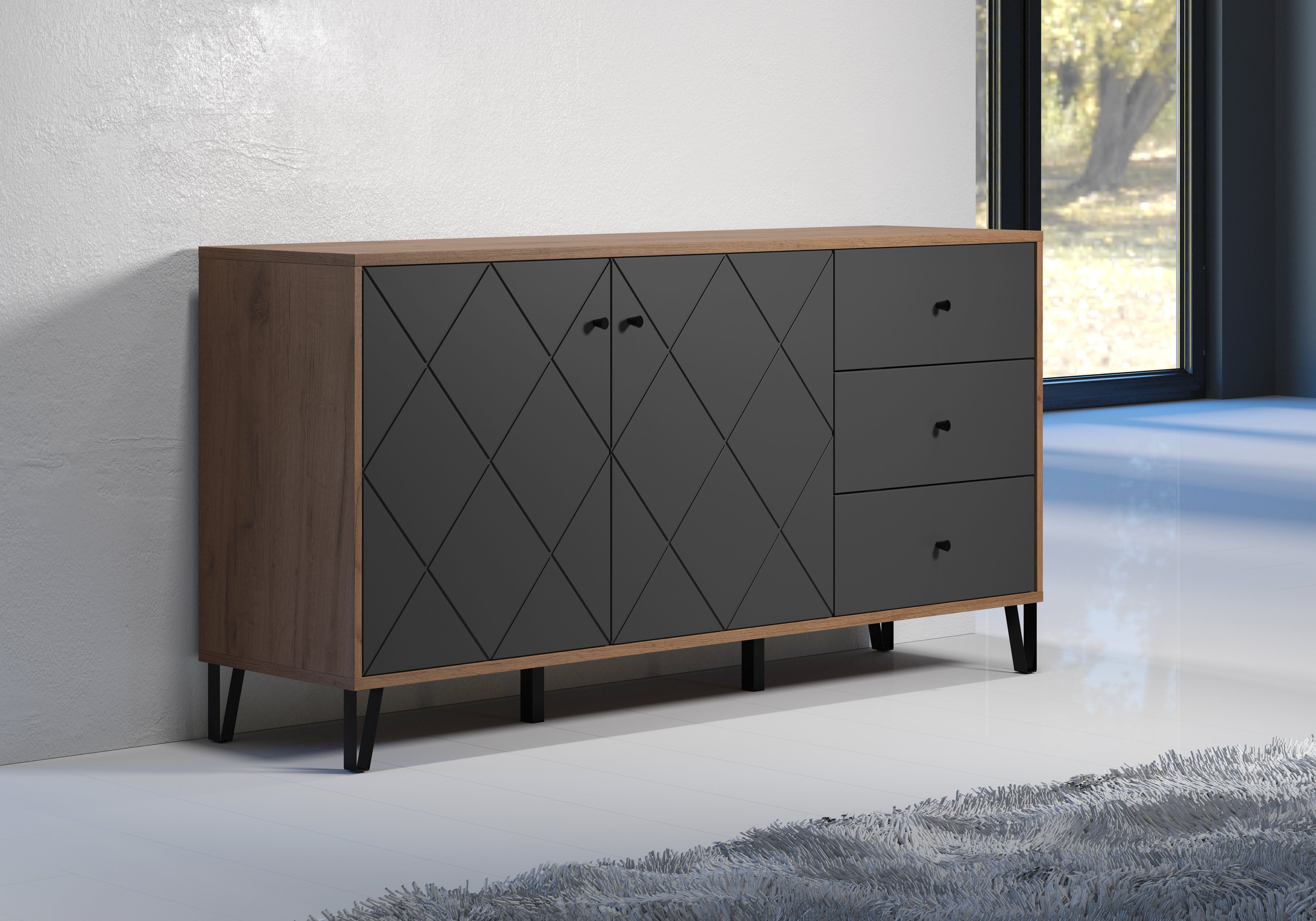 Places of Style Dressoir MOLVENO opvallend design met gestructureerde fronten, soft-closetechniek (1 stuk)