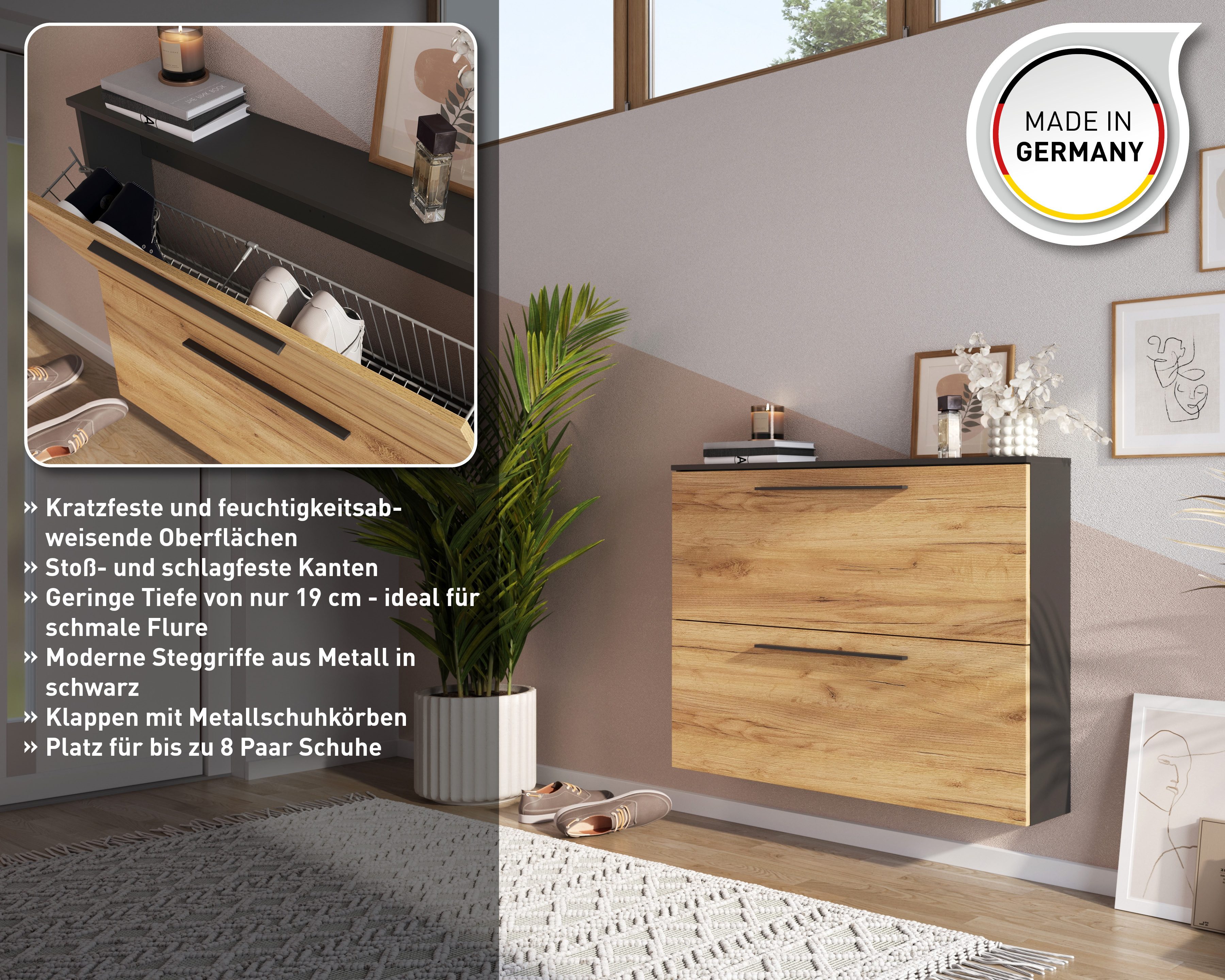 GERMANIA Schoenenkast GW-Utah schoenenkast in 2 breedtes, met 2 of 3 kleppen