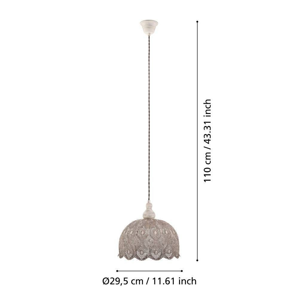 EGLO Hanglamp TALBOT 2 Hanglamp vintage, staal in wit-antiek, eettafel lamp, E27 fitting (1 stuk)
