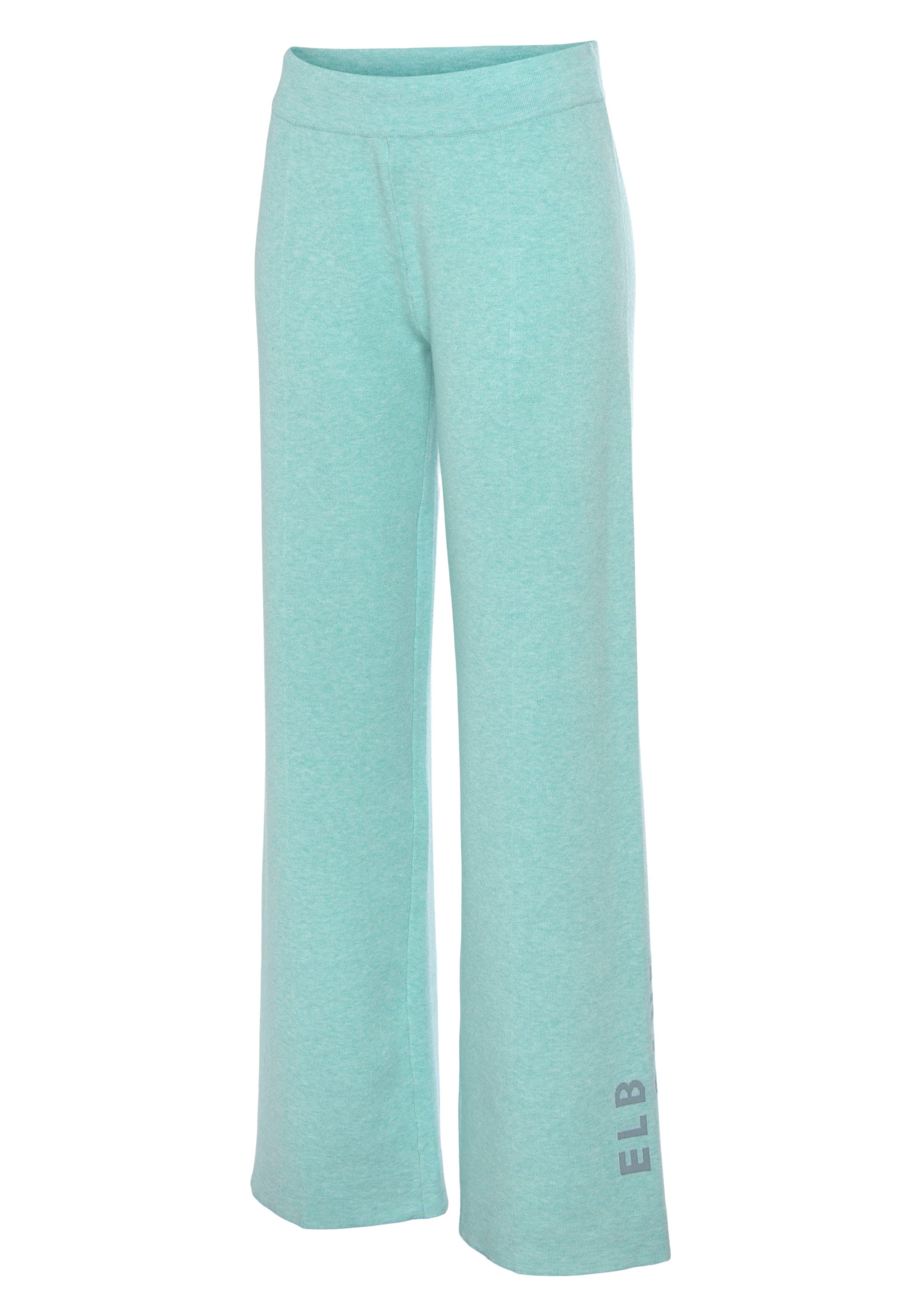 Elbsand Tricotbroek -Loungebroek met wijde pijpen en geborduurd logo loungewear