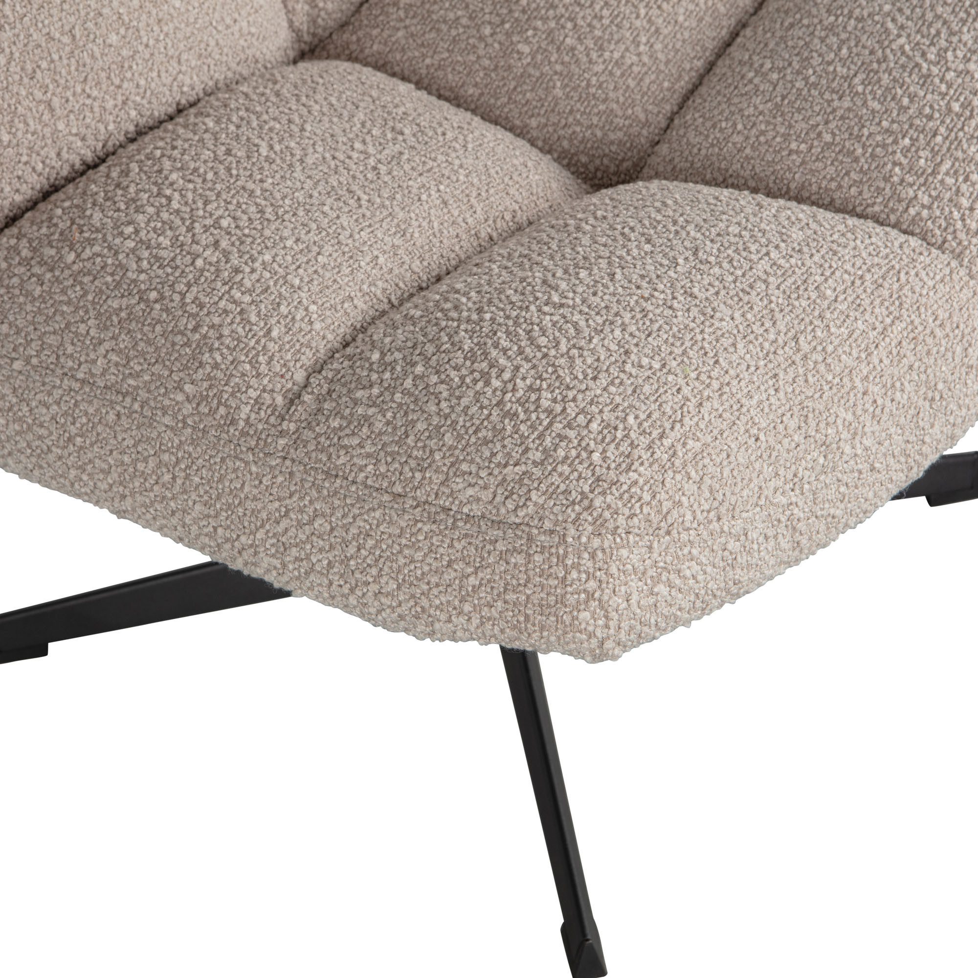 WOOOD Draaibare fauteuil Vinny gepolsterd met zacht bouclé, stevige metalen voet, breedte 75 cm