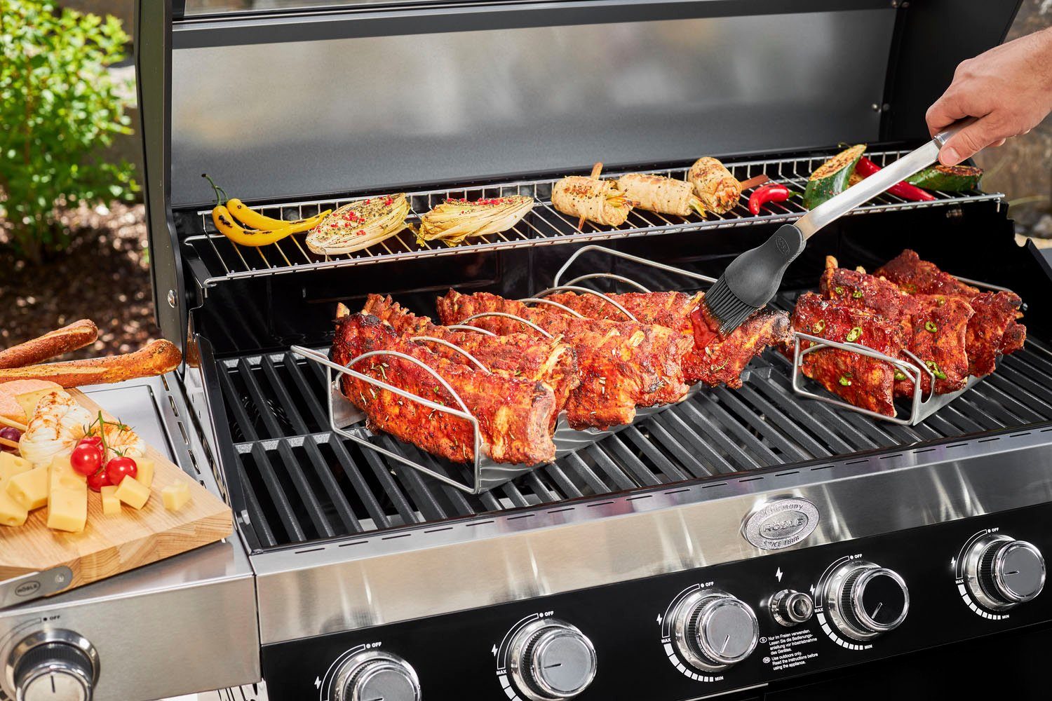 ROESLE Sparerib-houder 25087 Opzetstuk voor het bereiden van spareribs, braadmand, roestvrijstaal