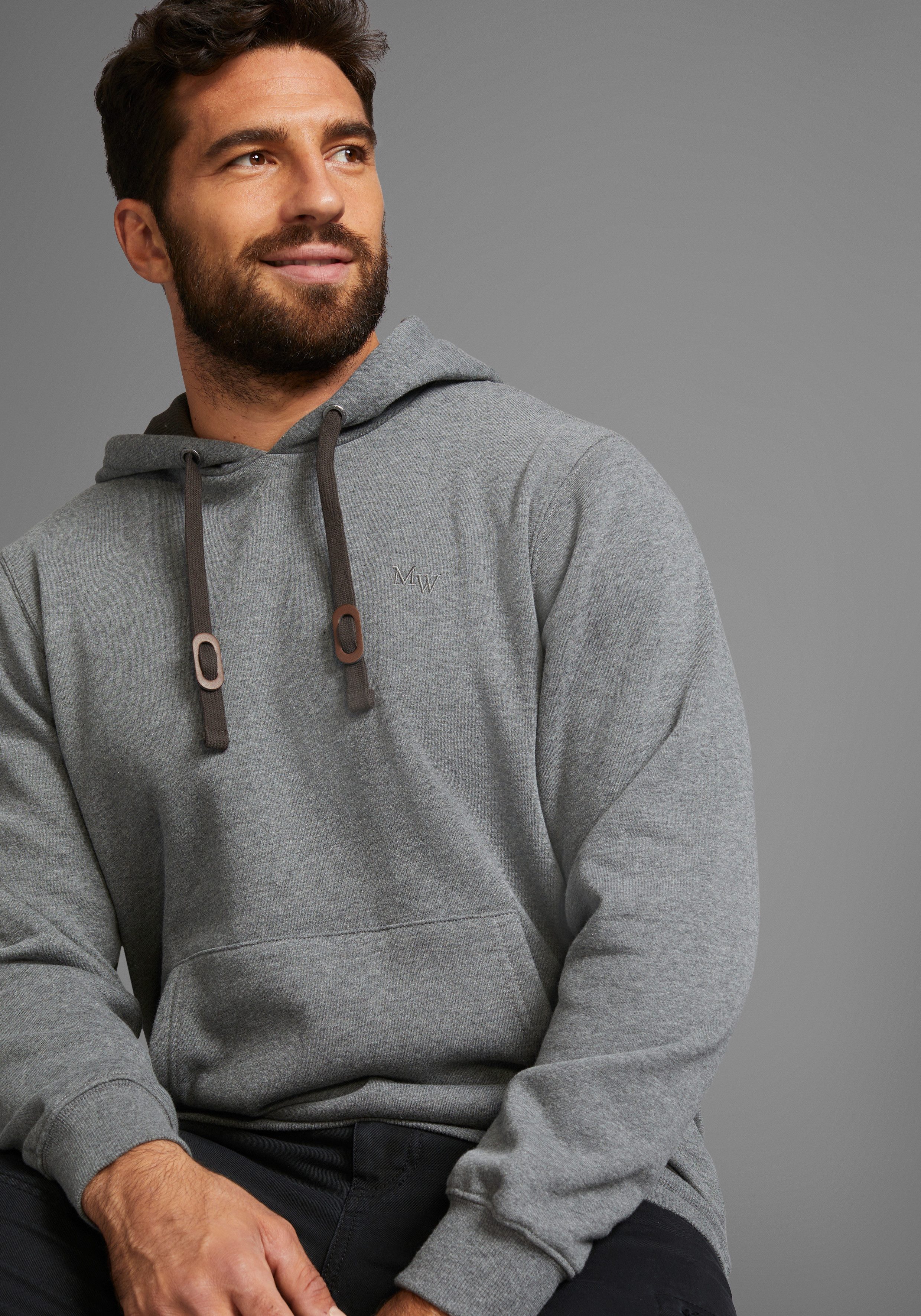 Man's World Hoodie lange mouwen, losse pasvorm, effen, met capuchon