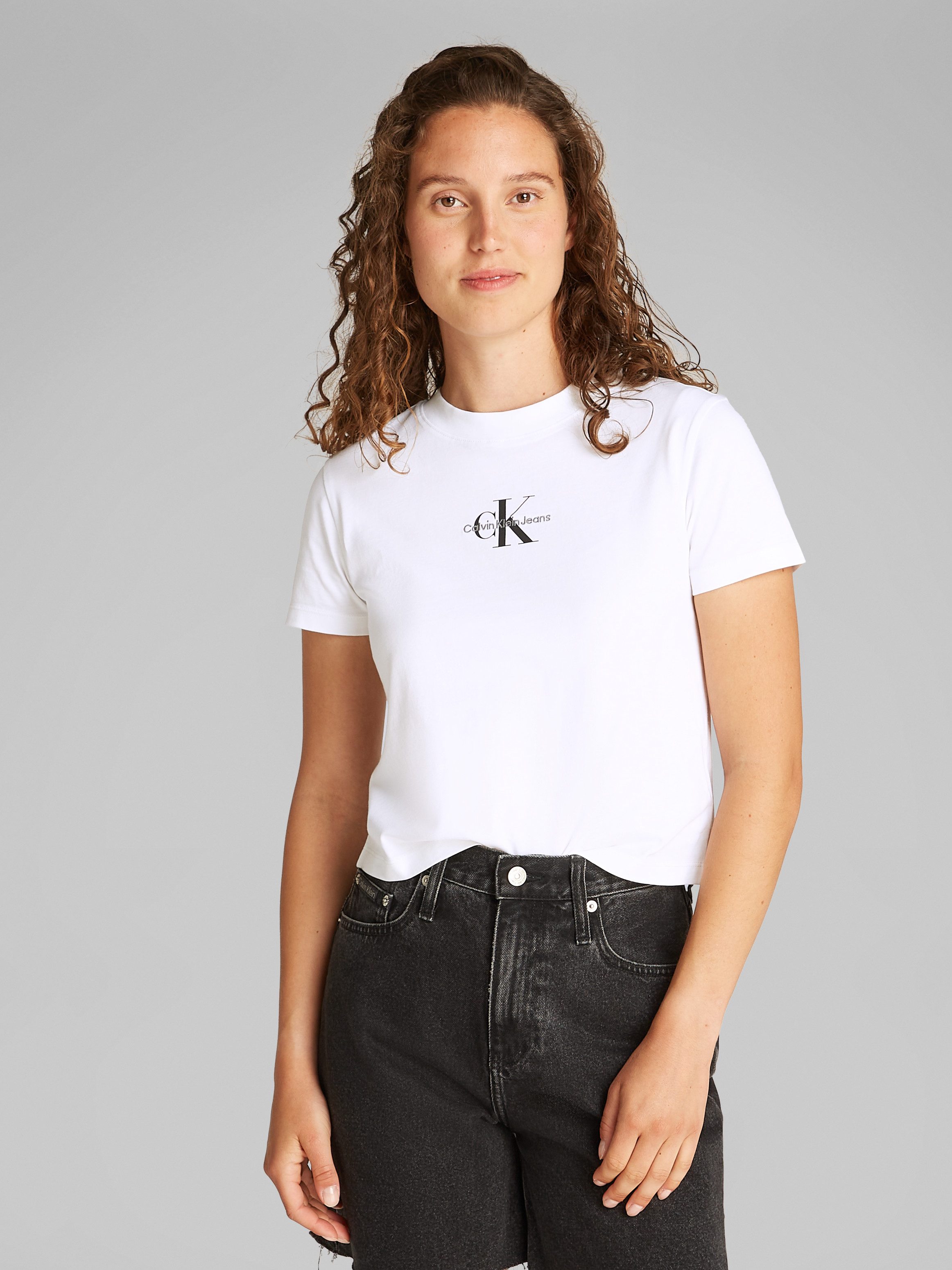 Calvin Klein T-shirt MONOLOGO BABY TEE dames t-shirts maat M (38) wit
