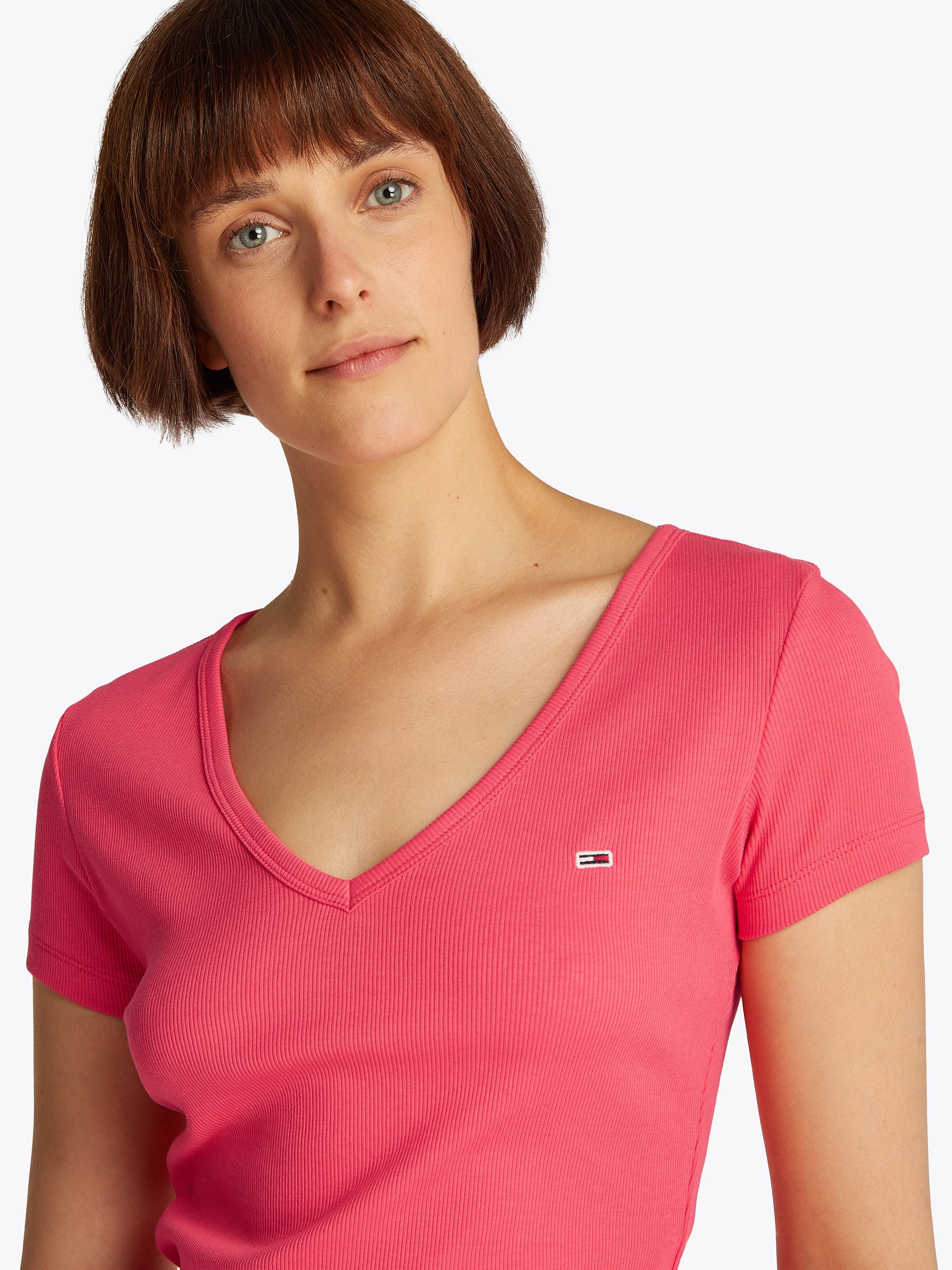 TOMMY JEANS T-shirt TJW SLIM ESSENTIAL RIB V SS