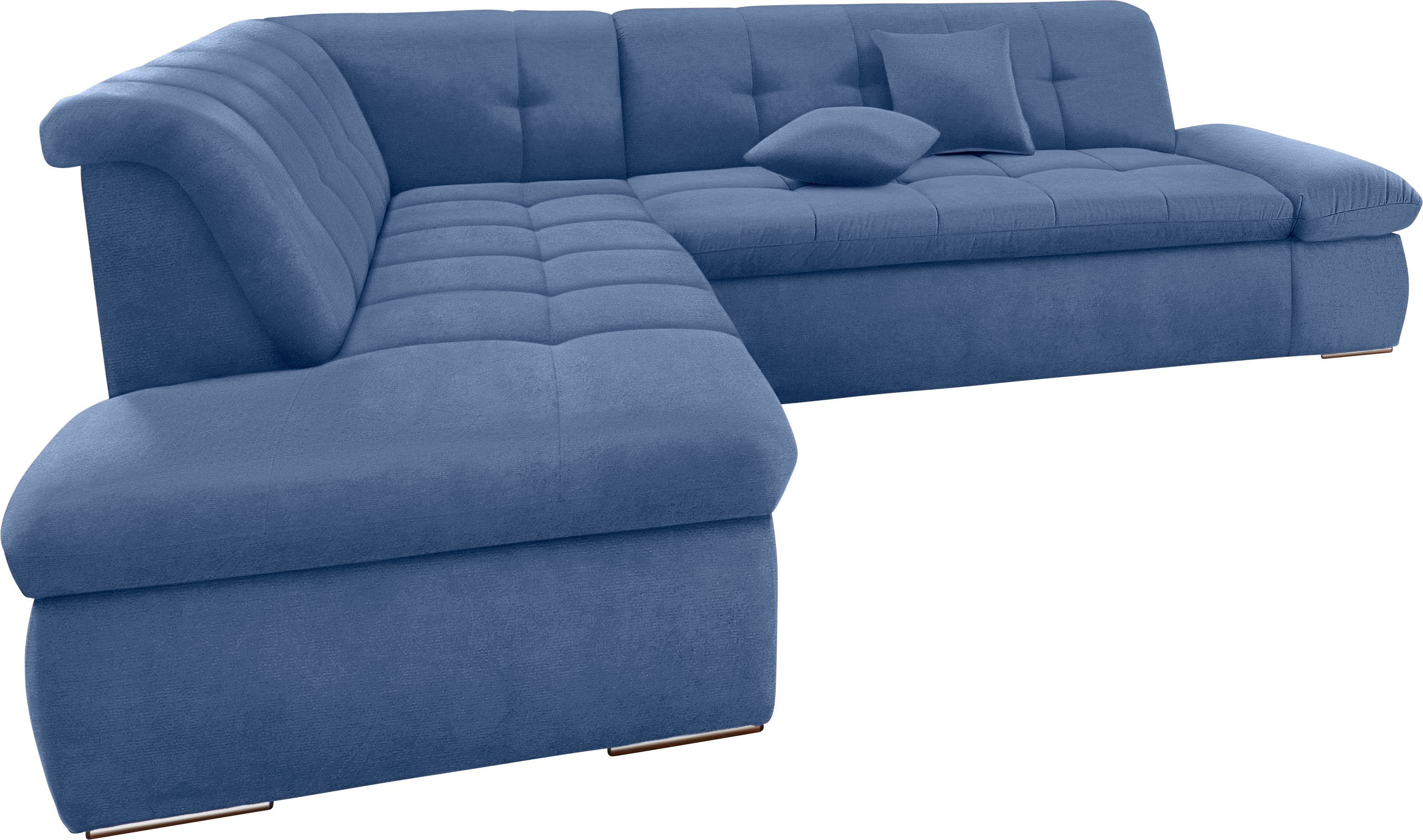 DOMO collection Hoekbank NMoric incl. decoratiekussen B/D/H: 273/216/80 cm L-vorm Ottoman aan uiteinde, optioneel met slaapbank functie en verstelling armleuning
