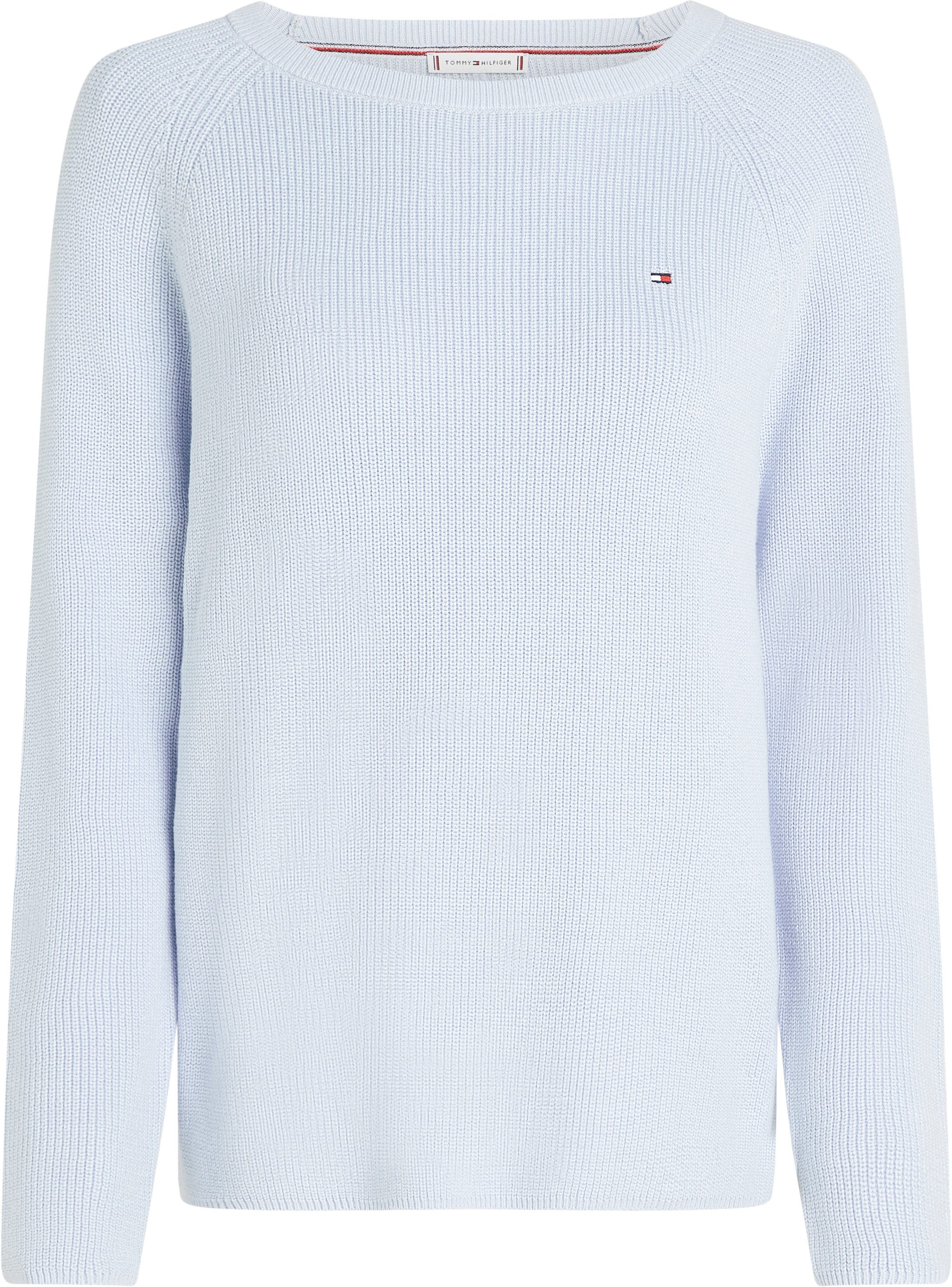 Tommy Hilfiger Gebreide trui CO CARDI FINE GG LS BOAT-NK SWT met raglanmouwen, logo-borduursel