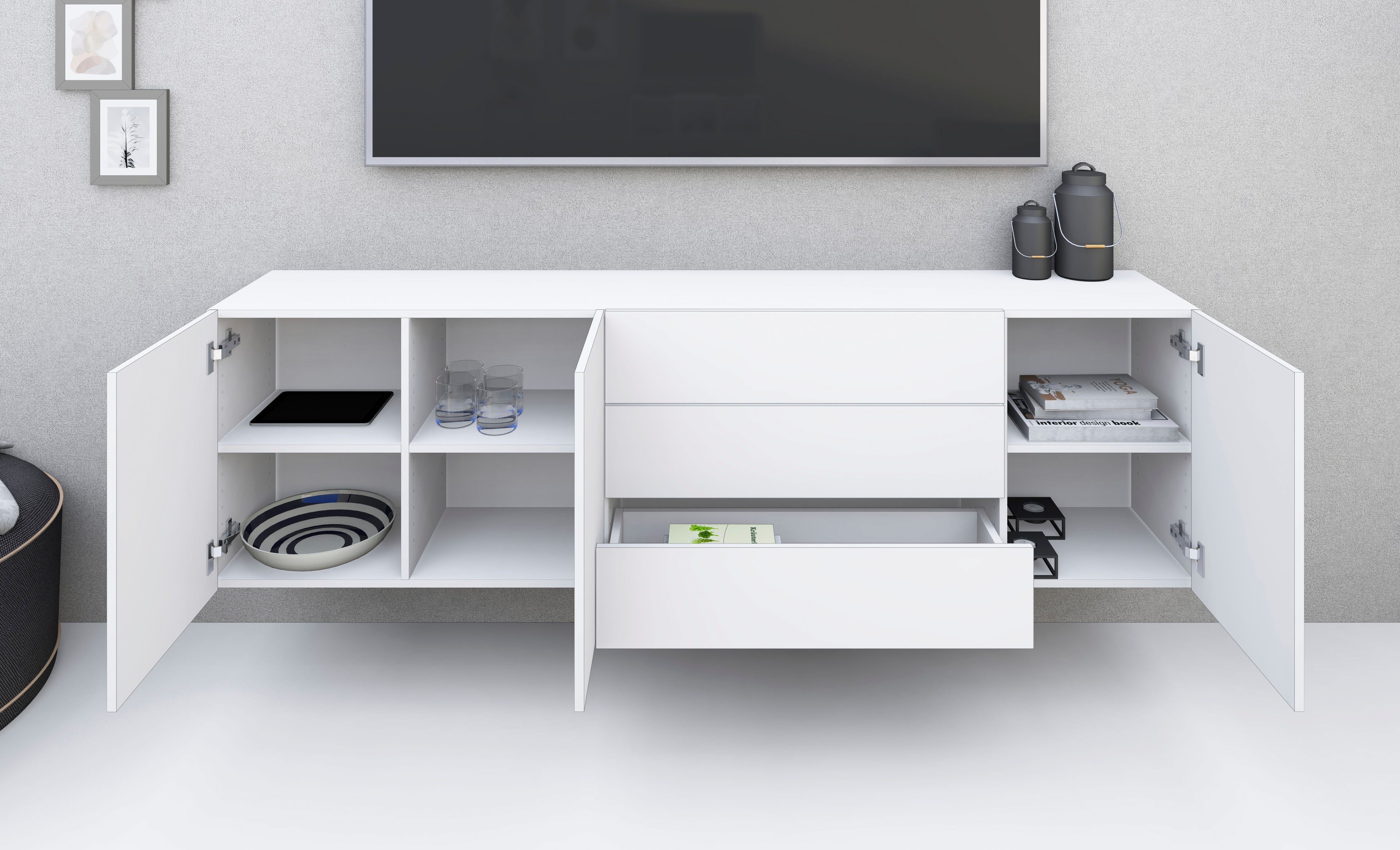 borchardt Möbel Dressoir Sophia Breedte 190 cm hangend en staand te monteren