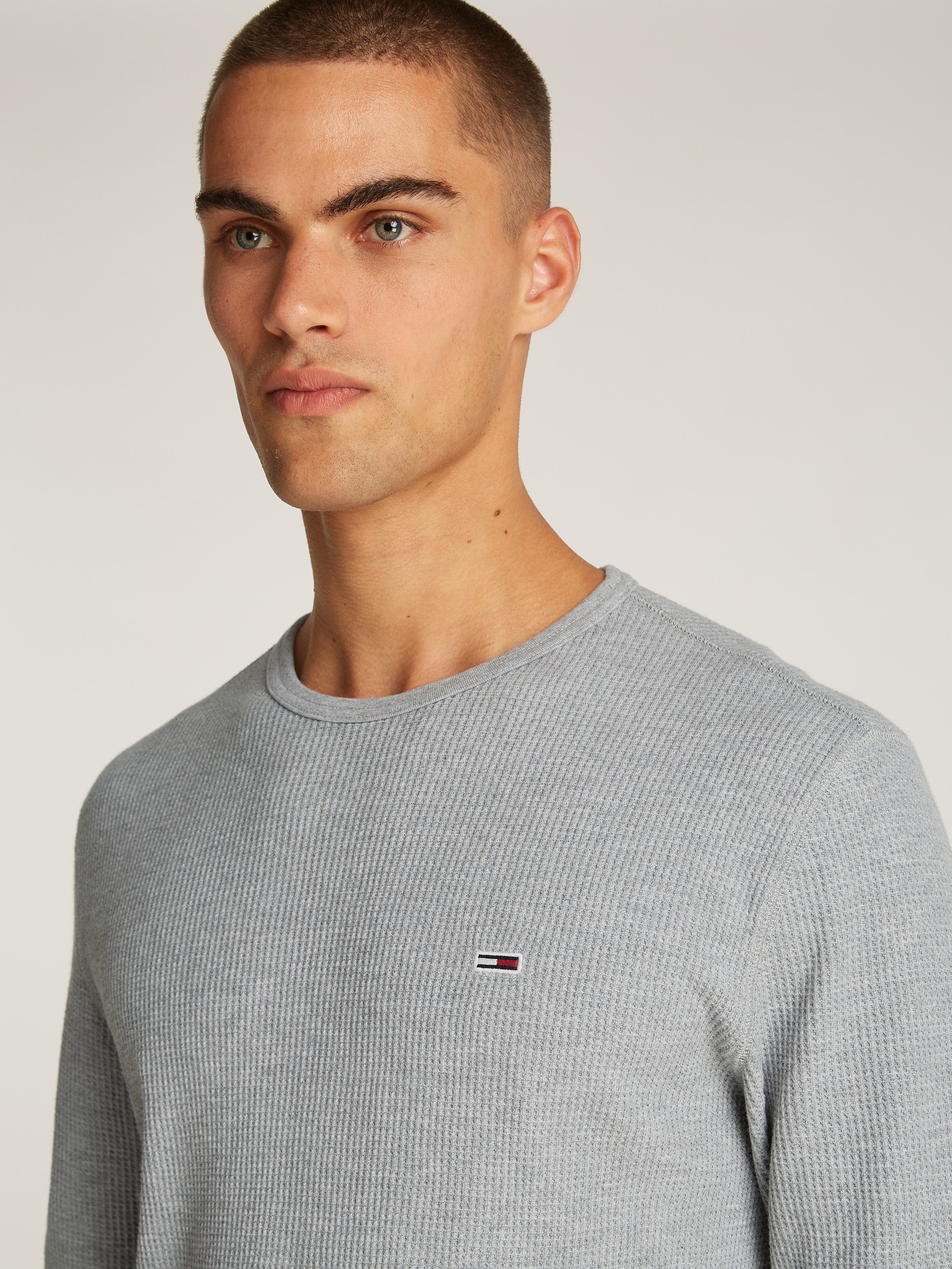 TOMMY JEANS Shirt met lange mouwen TJM SLIM WAFFLE L/S TEE EXT