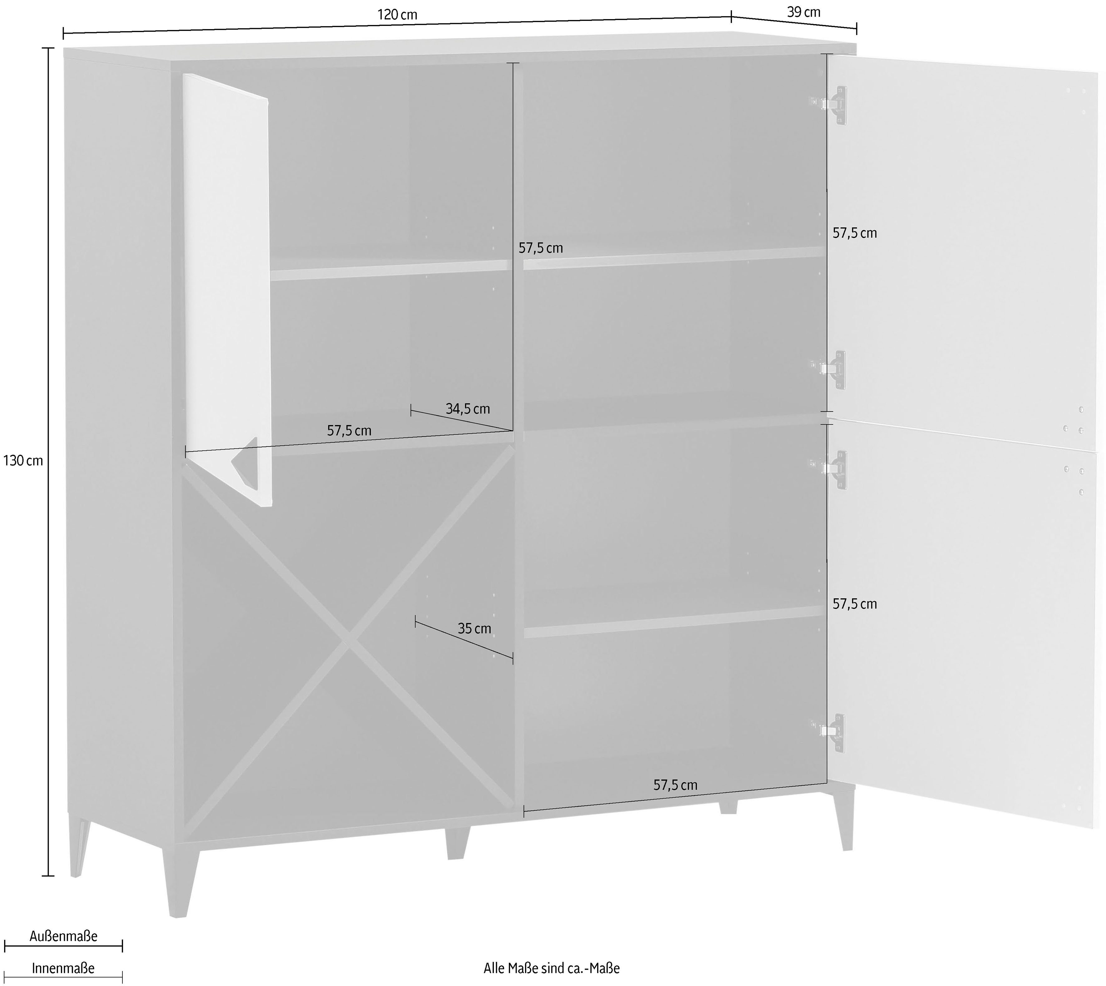 LOOKS BY WOLFGANG JOOP Highboard Looks Classic Met kruisvormige, variabel inzetbare vakkenindeling