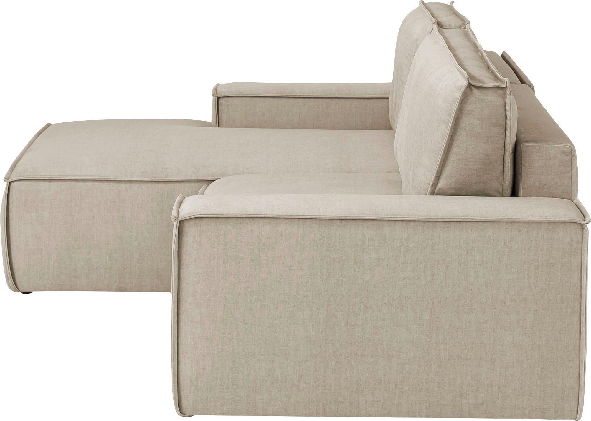 Home affaire Hoekbank SHERWOOD bedbank 267 cm, L-model, Slaapfunctie met bedlade (210x136 cm), cord, vintage, fluweel