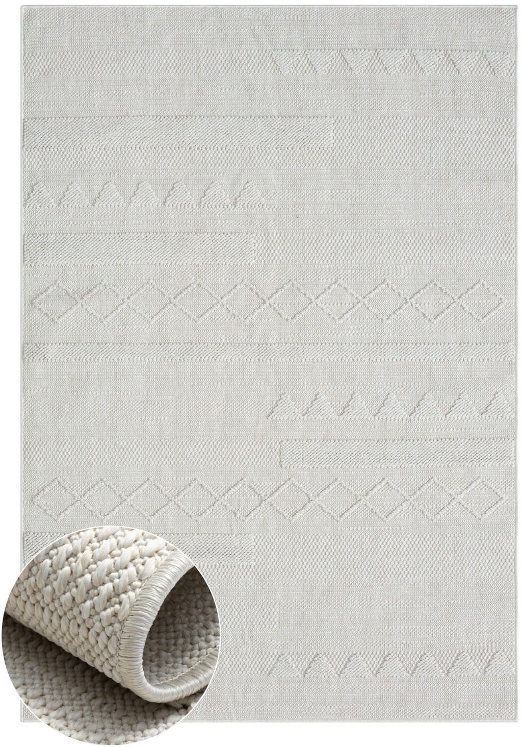 Myflair Möbel & Accessoires Vloerkleed Silly, MAGAZIJNOPRUIMING! Uni-kleuren, hoog-laag effect, geschikt voor buiten, balkon, terras