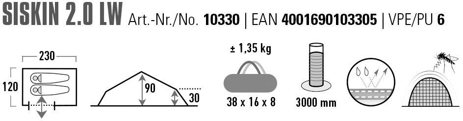 High Peak Koepeltent Siskin 2.0 LW Aluminiumtrekstang