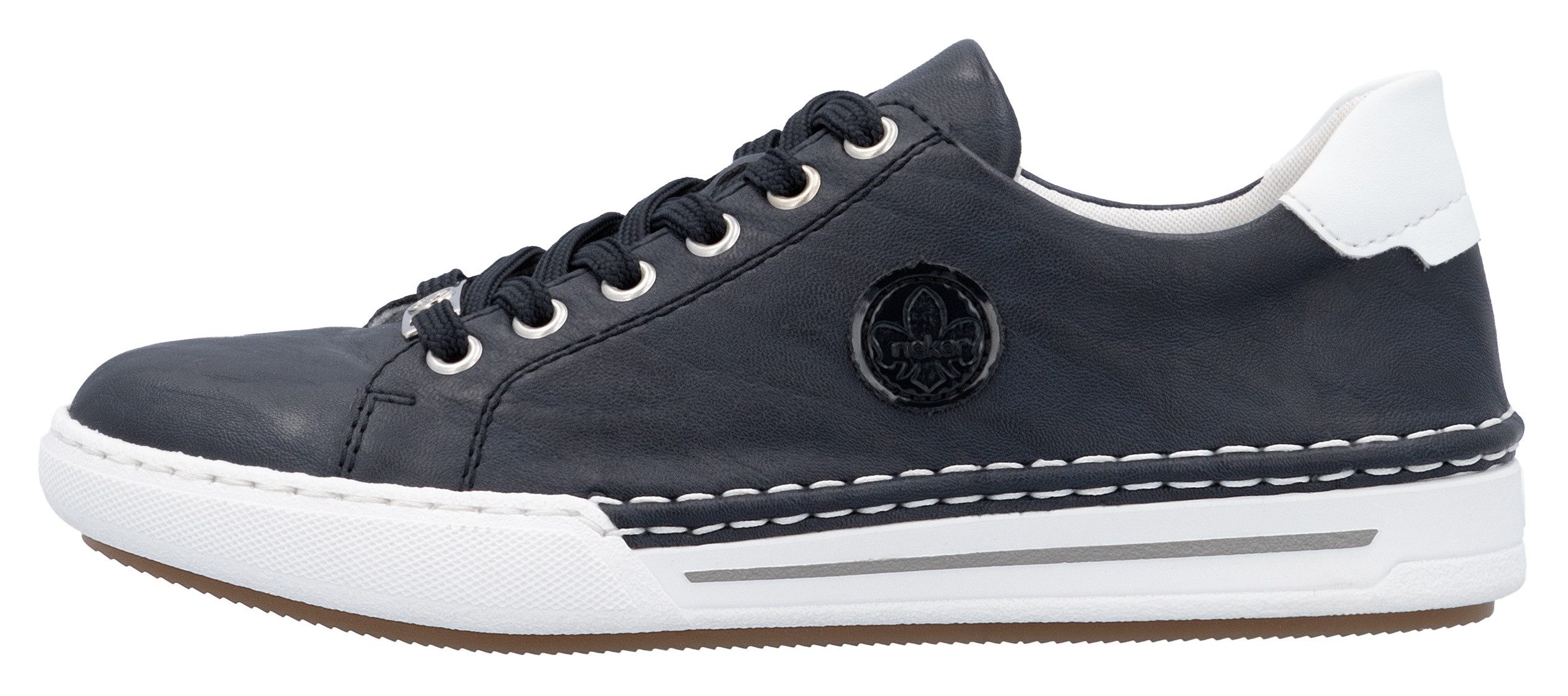 Rieker Plateausneakers , veterschoenen, lage schoen, vrijetijdsschoen met witte randnaad