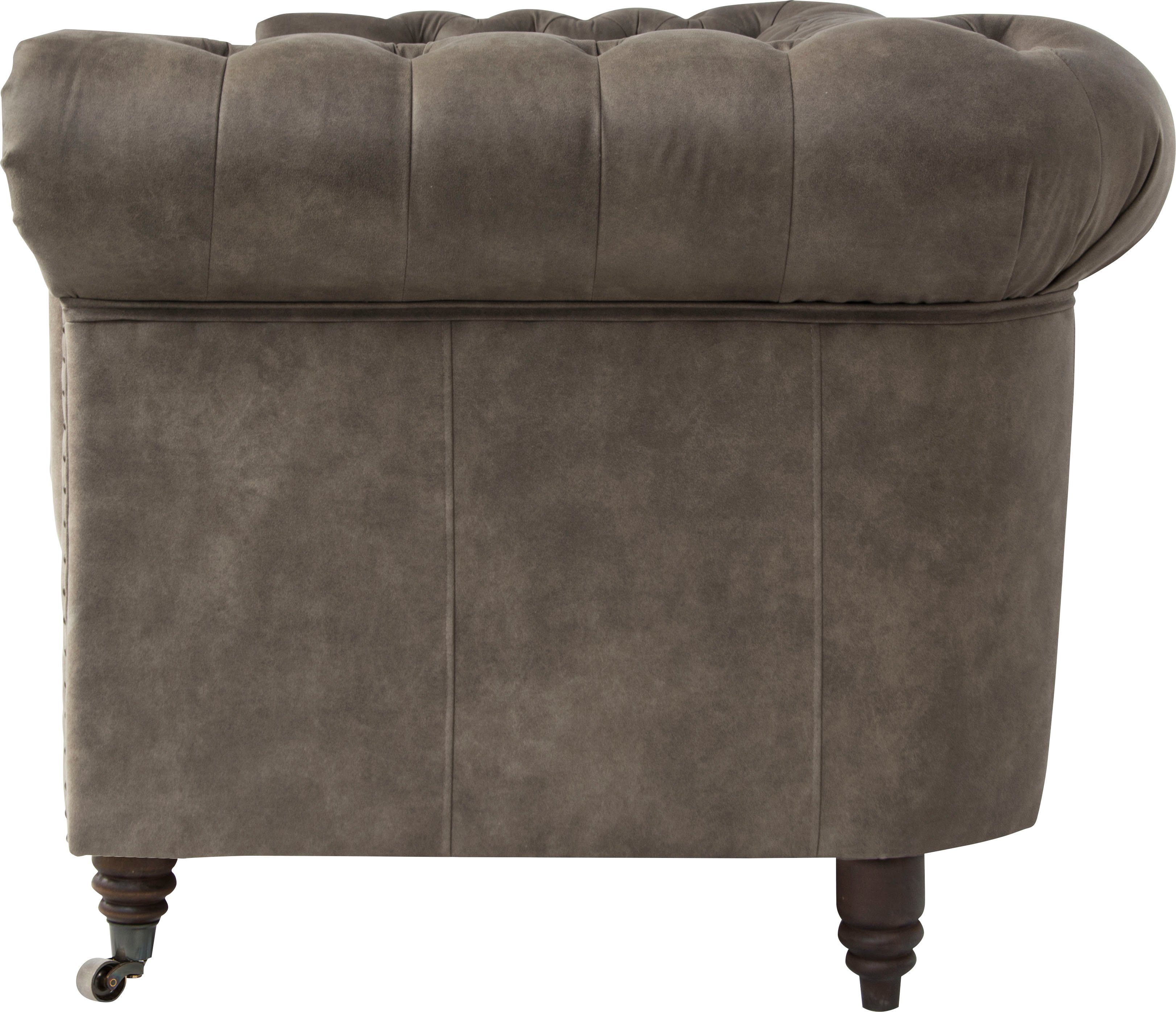 Home affaire Chesterfield-bank Aarburg luxueuze capitonnage en siernagels in chesterfield-design