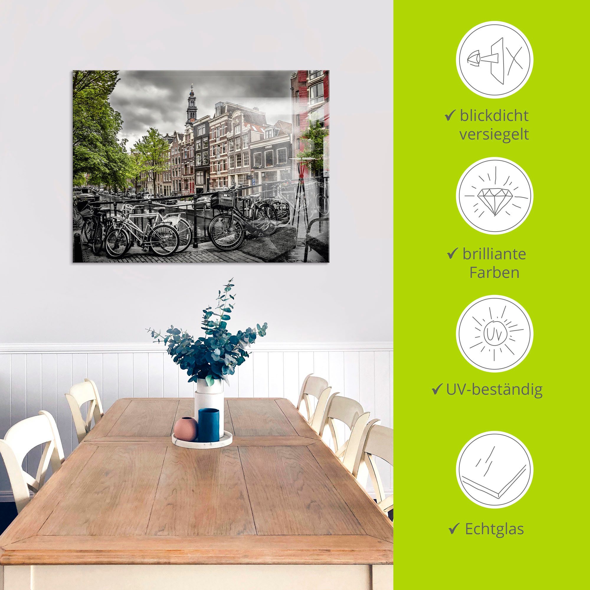 Artland Print op glas Amsterdam Bloemgracht I