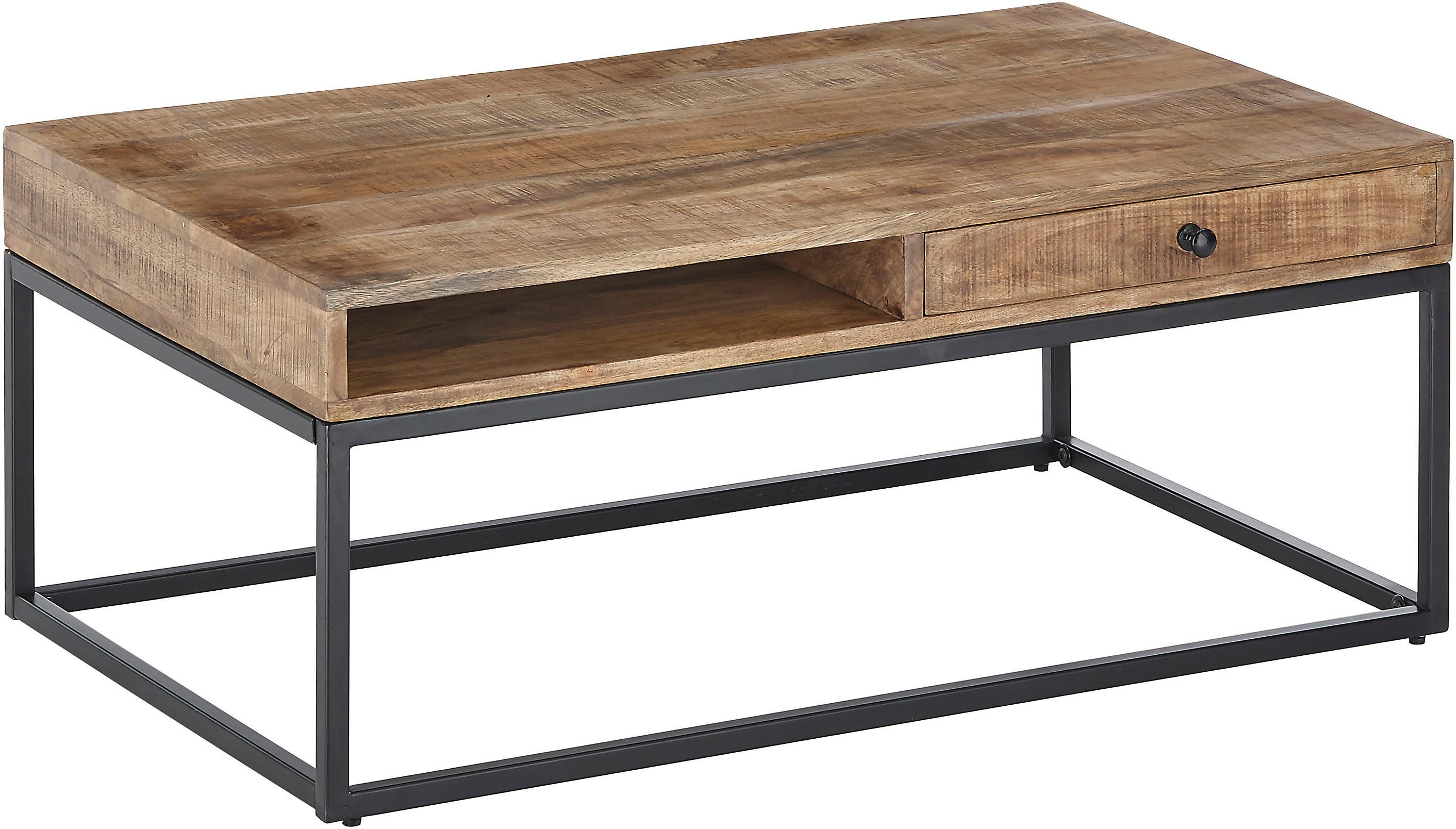 OTTO Stolkom Salontafel Alison Massief hout met lade, tafel in industriële stijl salontafels bruin