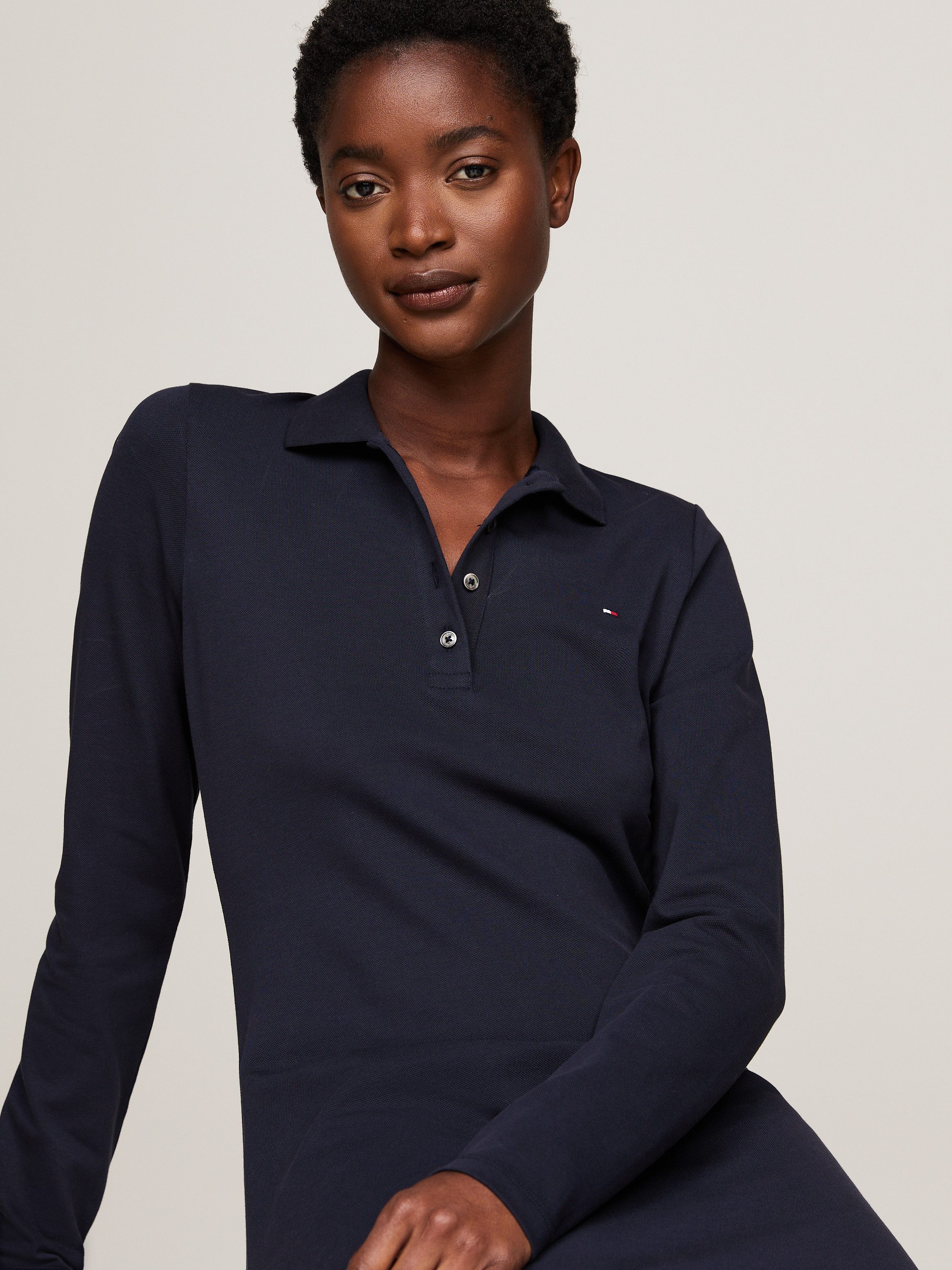 Tommy Hilfiger Polojurk 1985 SLIM PIQUE POLO DRESS LS