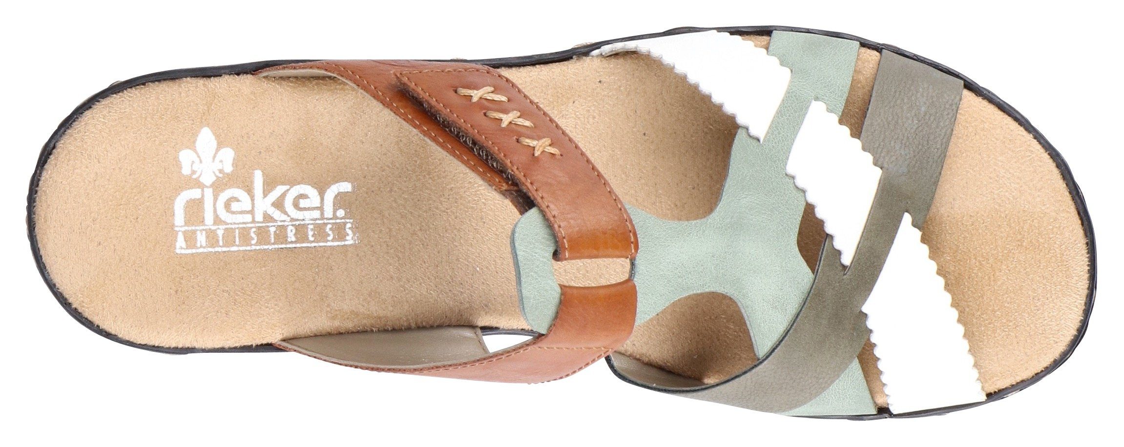 Rieker Slippers sleehak, zomerschoen, pantoffels met praktisch klittenband