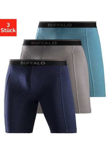 buffalo boxershort in een lang model ook ideaal voor sport en trekking (set, 3 stuks) multicolor