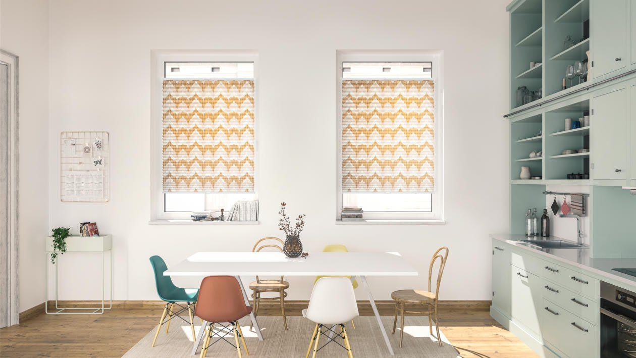 LICHTBLICK Plissé Klemmfix, zonder boren, ondoorzichtig, boho Zig Zag - geel (1 stuk)