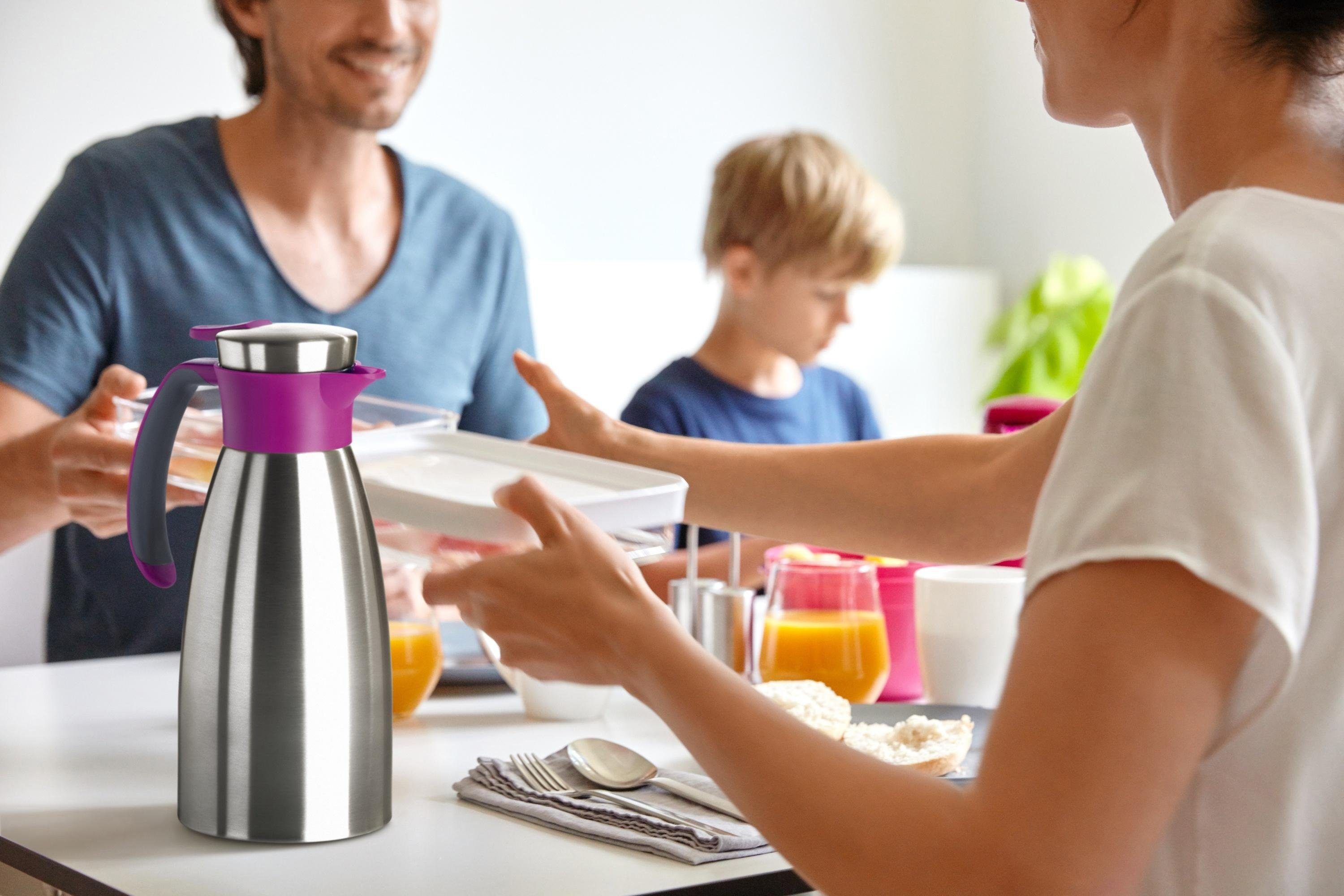 Emsa Thermoskan Soft grip Zacht grip handvat, 100% dicht, lekvrij, ruimtebesparend, roestvrij staal
