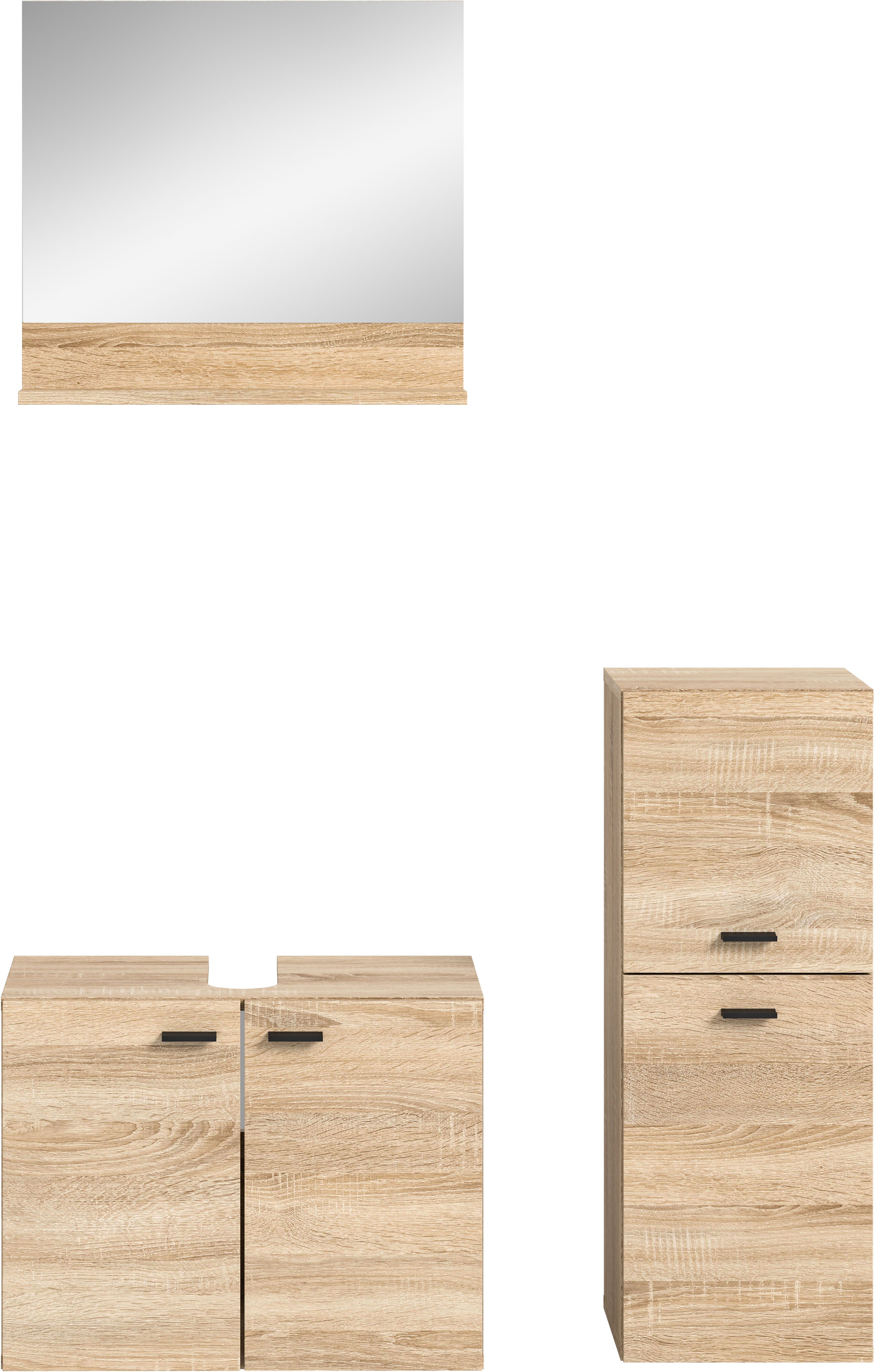welltime Badmeubelset Tampa, breedte 102cm, 3-delig Wastafelonderkast, spiegel, halfhoge kast (3 stuks)