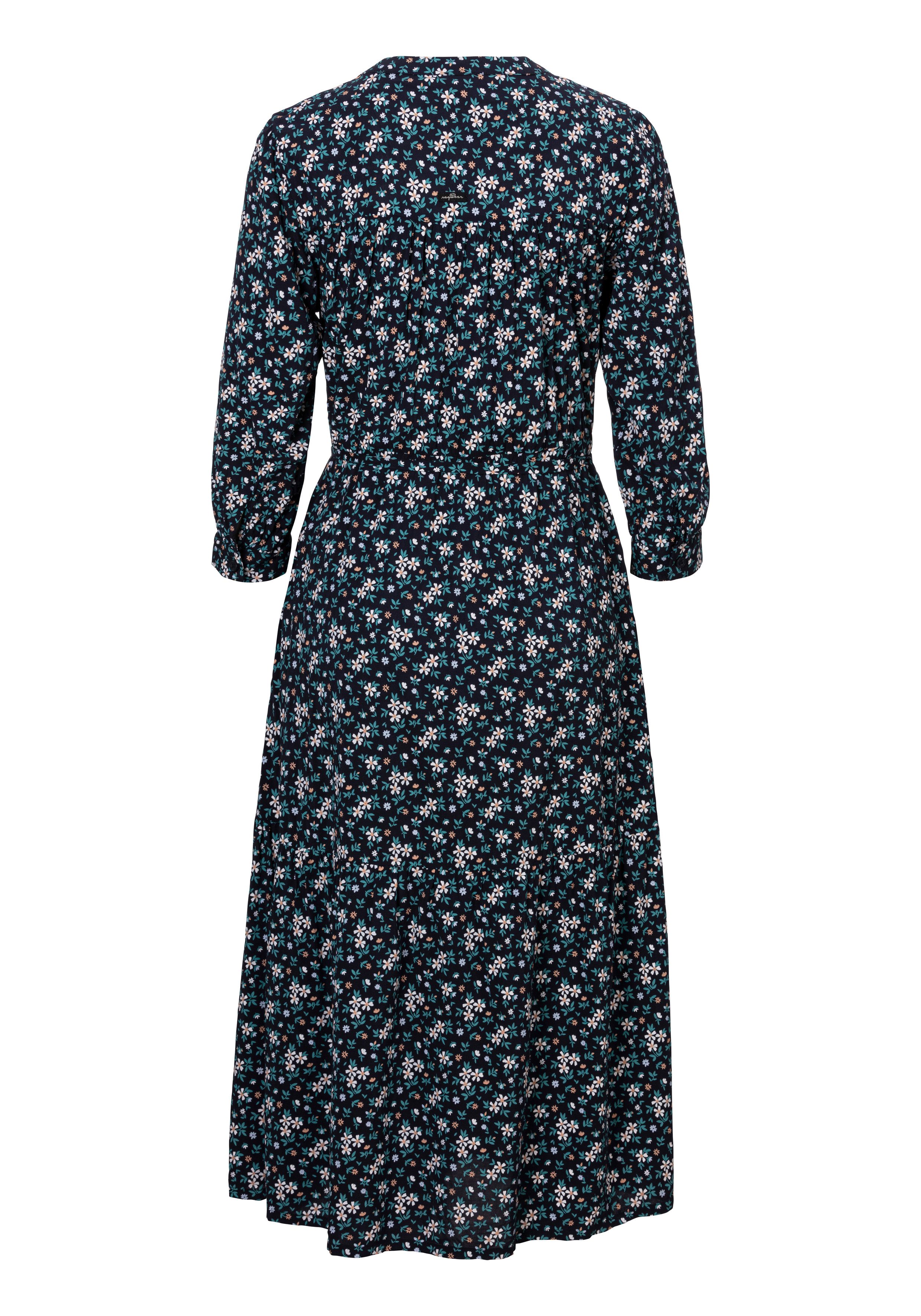 Ragwear Zomerjurk MEVE met alloverdruk, taille-bindceintuur en knoopsluiting