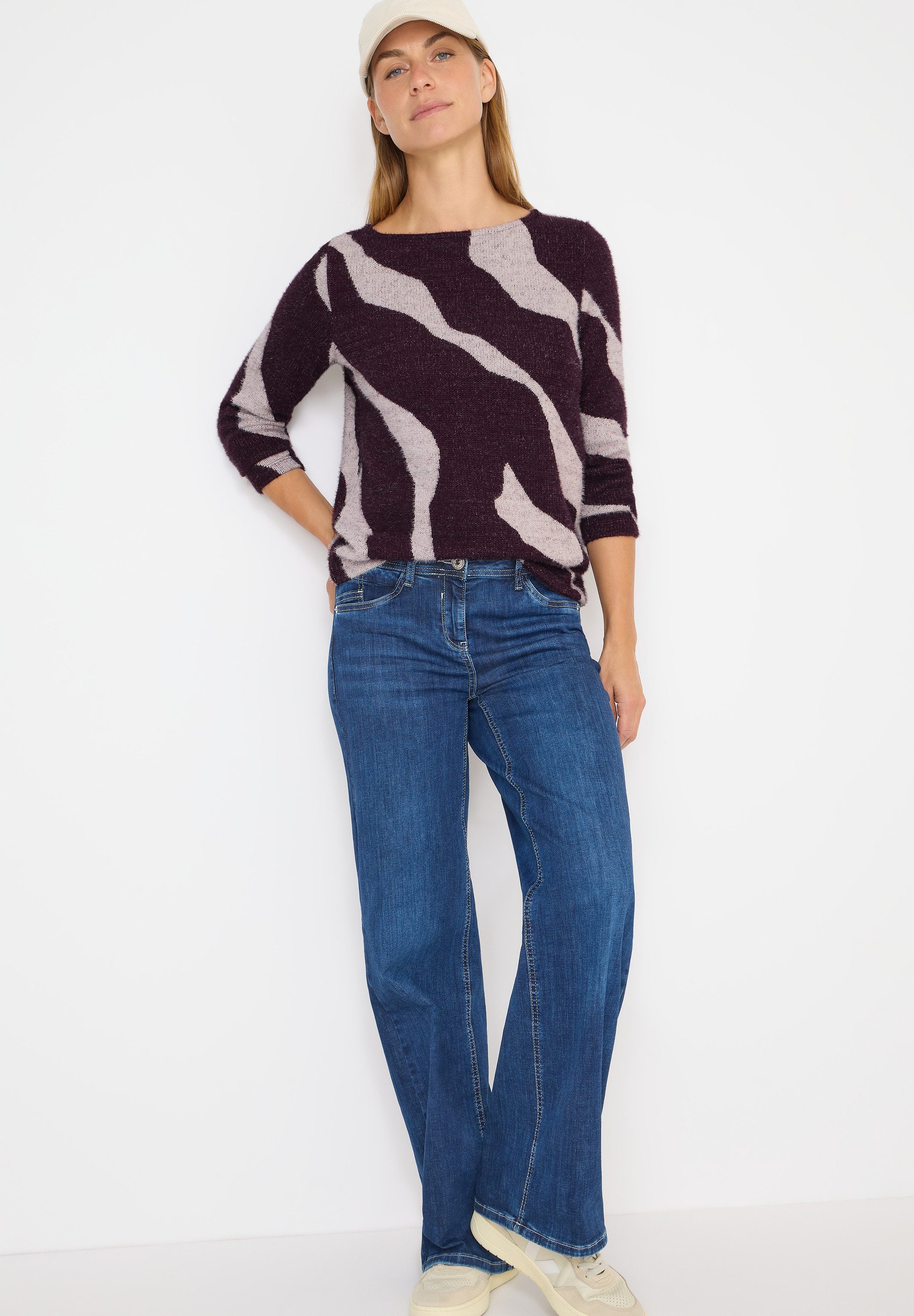 Cecil Gebreide trui met grafisch patroon en in veergaren-kwaliteit