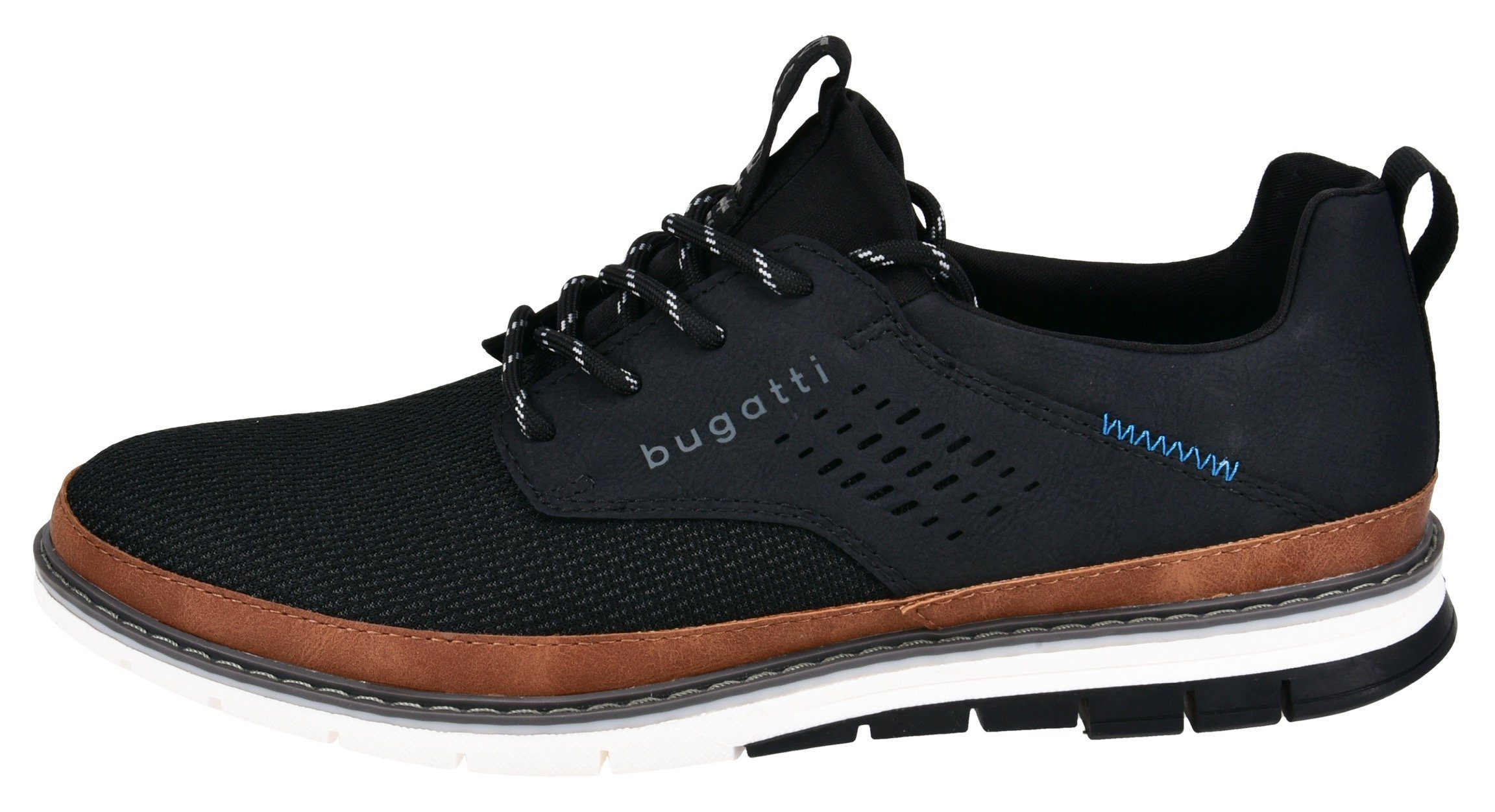 Bugatti Veterschoenen met gaatjespatroon, vrijetijdsschoen, lage schoen, veterschoen