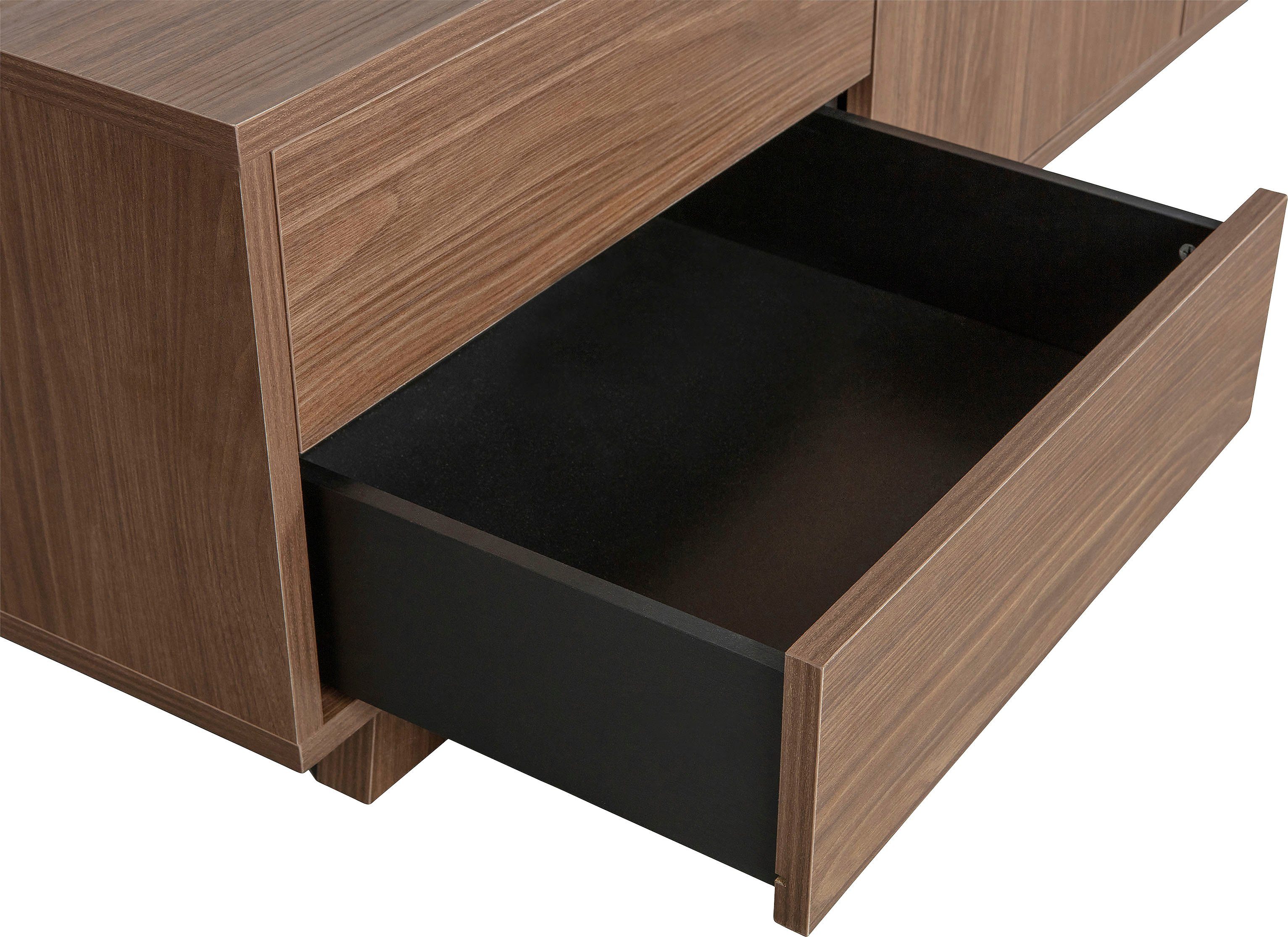 WOOOD Tv-meubel Seppe TV-dressoir Walnootfineer met duidelijk zichtbare nerf, H 42 cm x B 160 cm