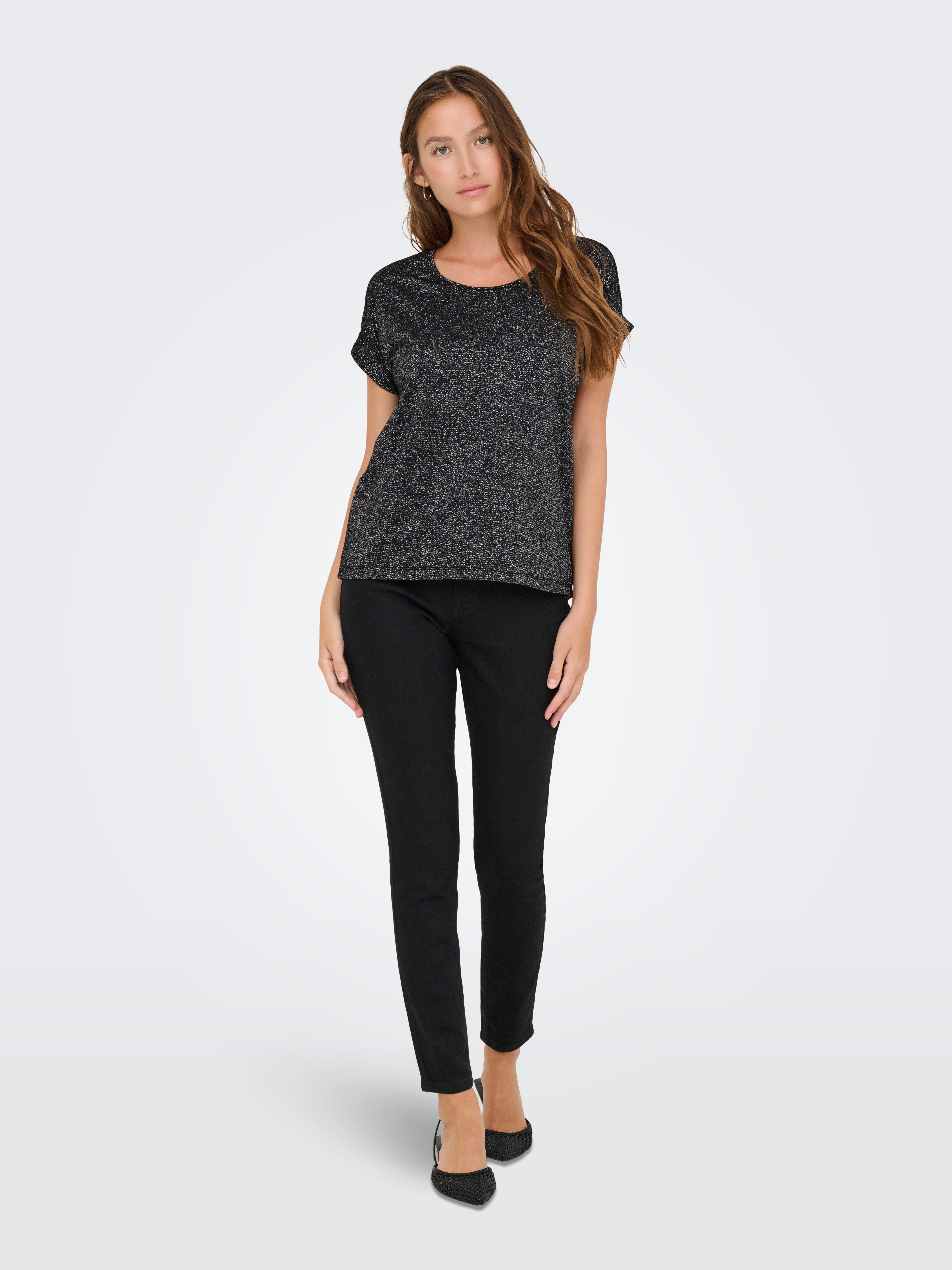 Only Shirt met korte mouwen ONLMOSTER GLITTER S/S TOP NOOS JRS