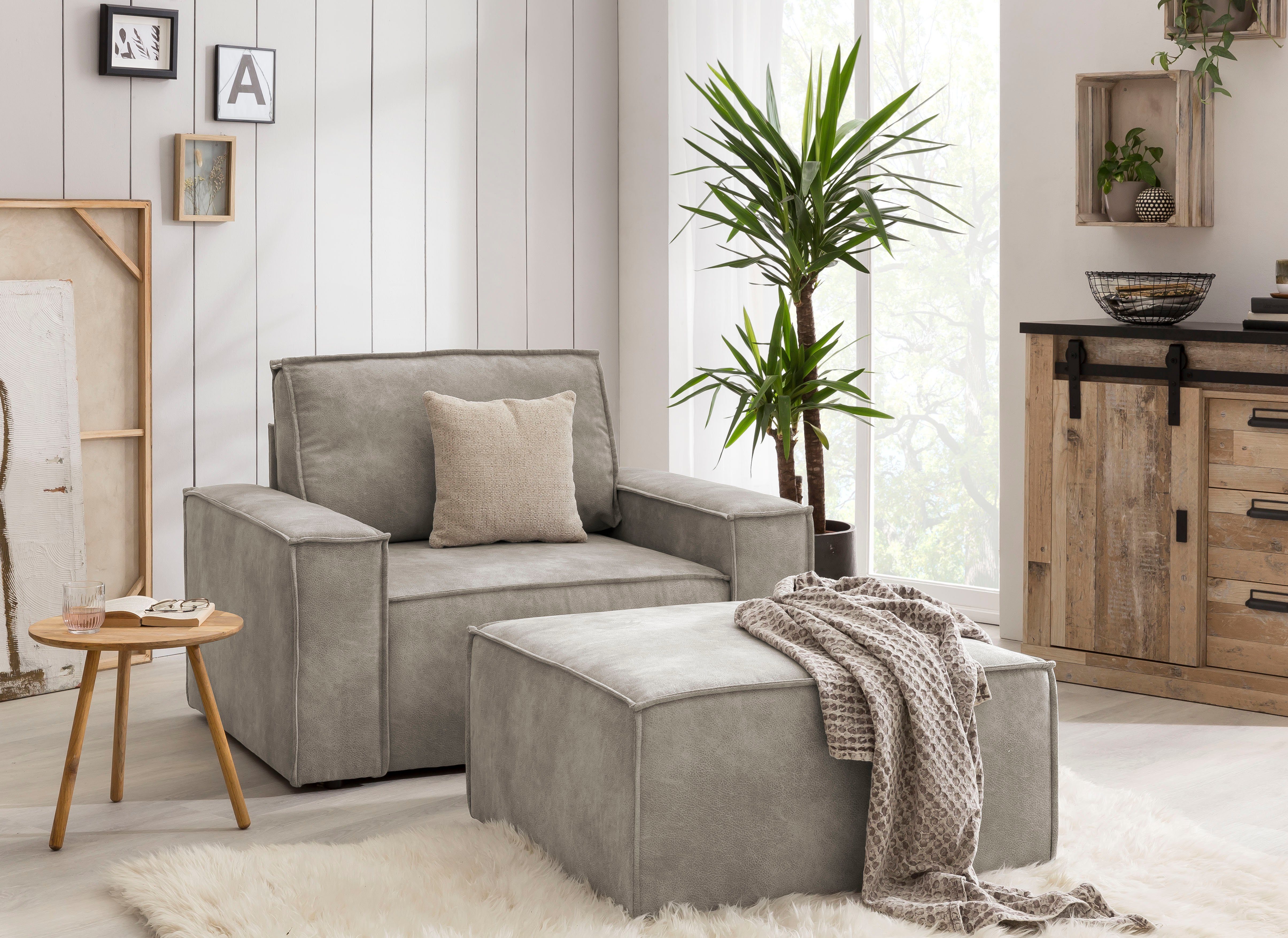 Home affaire Fauteuil Sherwood Loveseat en hocker als set, passend bij de bekleding-serie SHERWOOD
