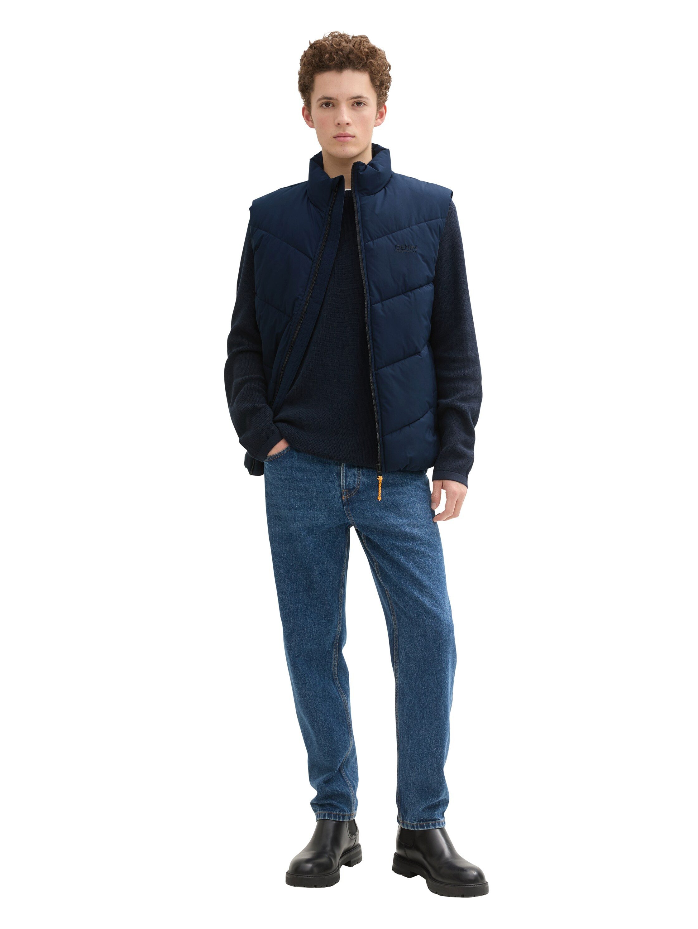 Tom Tailor Denim Bodywarmer met opstaande kraag en logo borduurwerk
