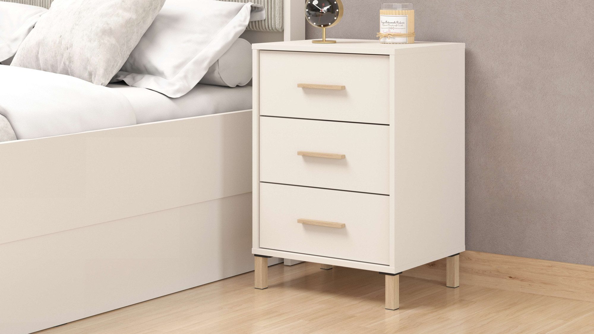 Home affaire Nachtkastje Belfort nachtkastje nachttafel Made in Europe met 2 of 3 lades, fsc®-gecertificeerd, trendy kleur cashmere