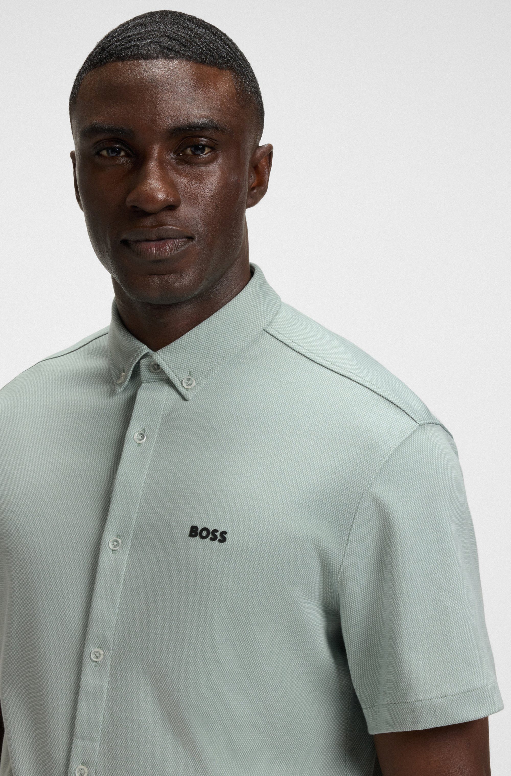 BOSS GREEN Overhemd met korte mouwen B MOTION S met een logo-opschrift op borsthoogte