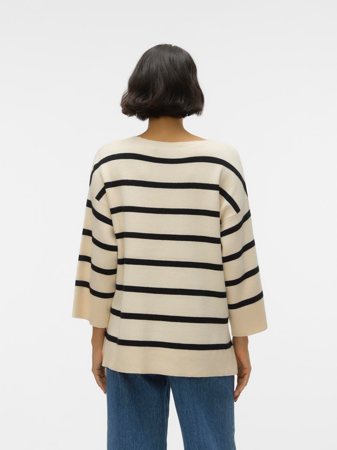 Vero Moda Trui met V-hals VMSABA 3/4 V-NCK STRIPE PULLOVER GA NOOS