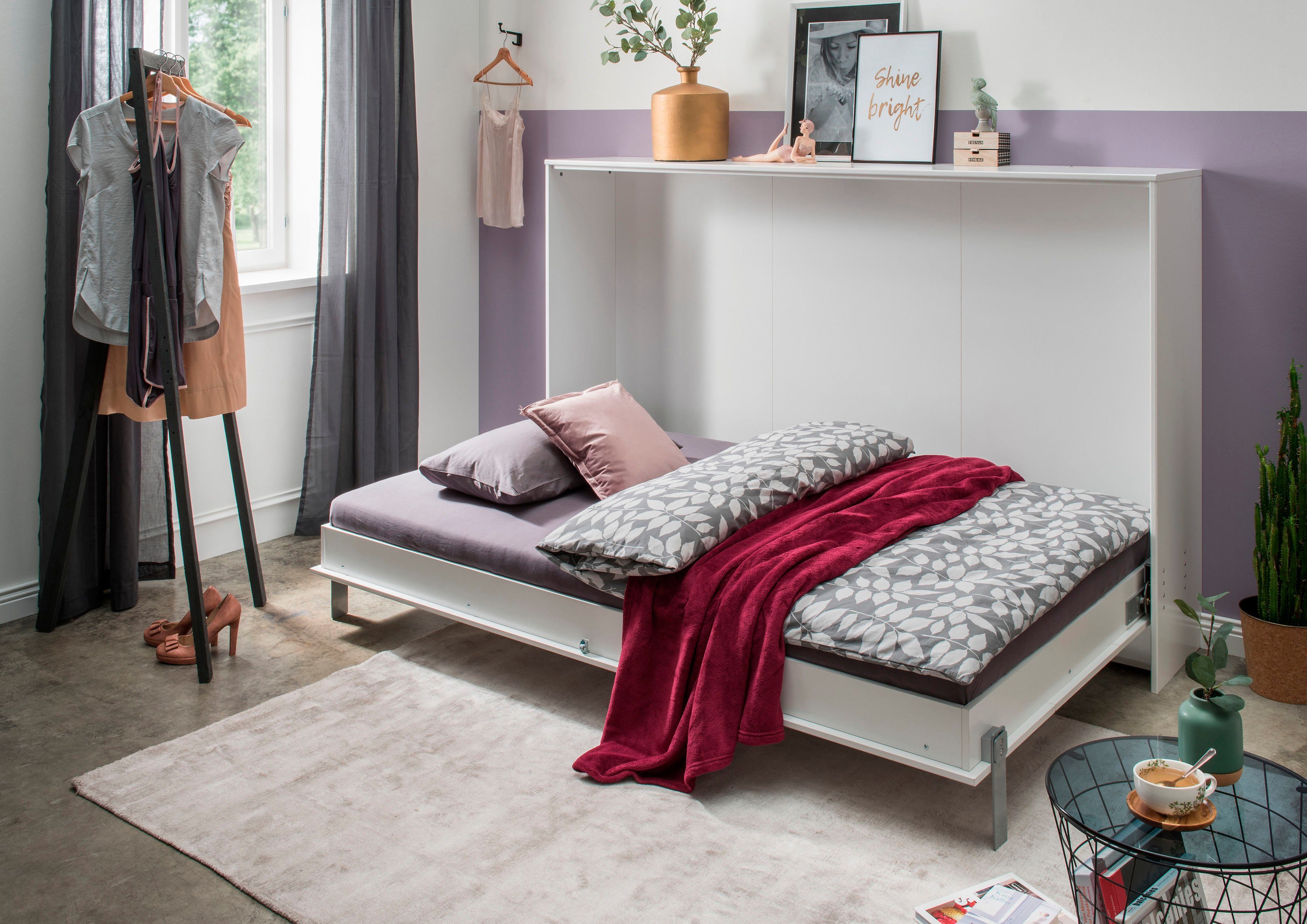 Wimex Verticaal opklapbed Juist kastklapbed logeerbed horizontaal opklapbaar, 3 ligplaatsen, met lattenbodem, made in germany