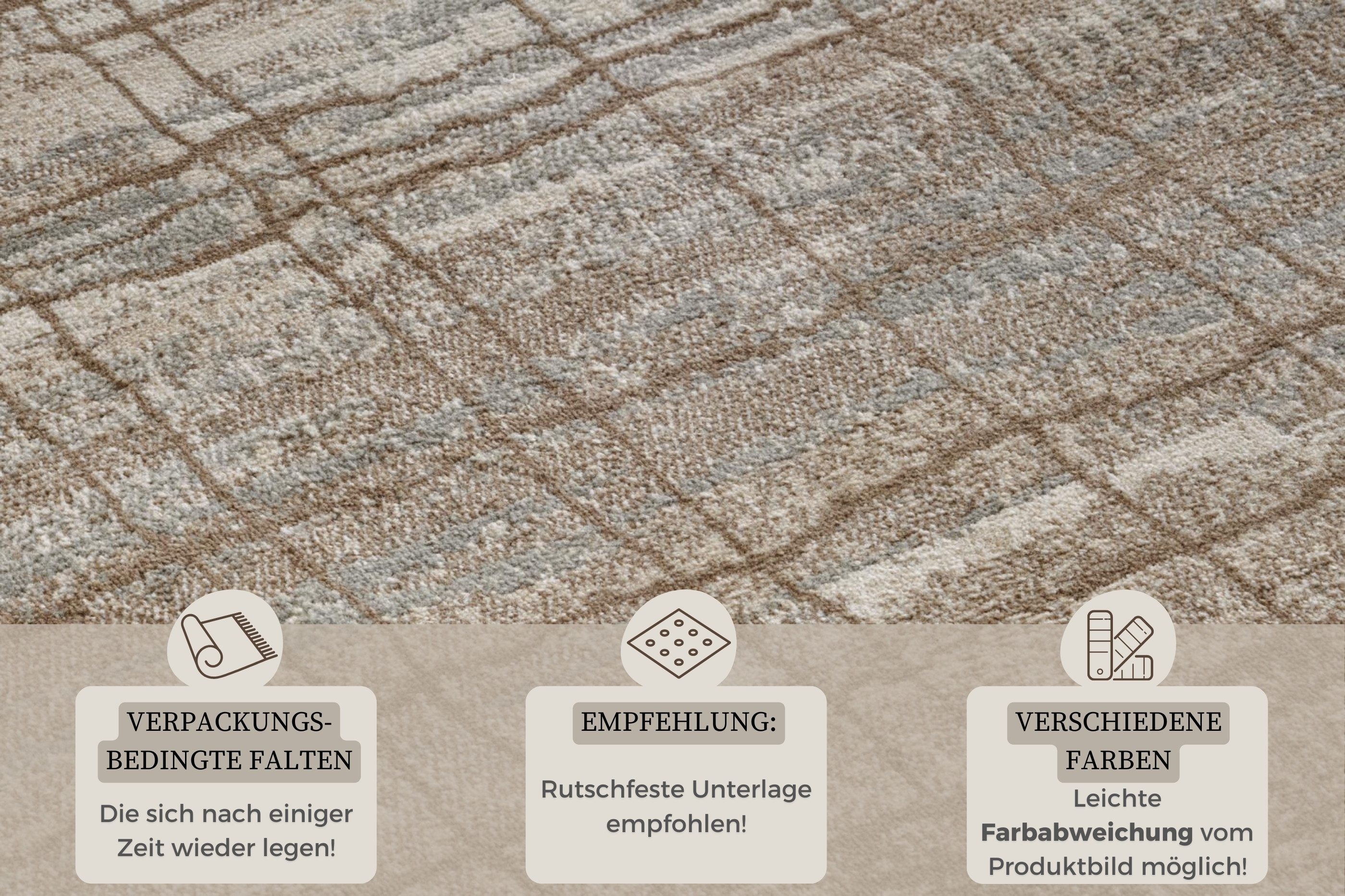 HANSE Home Vloerkleed Jord Kortpolig, loper, vintage, woonkamer, slaapkamer, eetkamer, gang