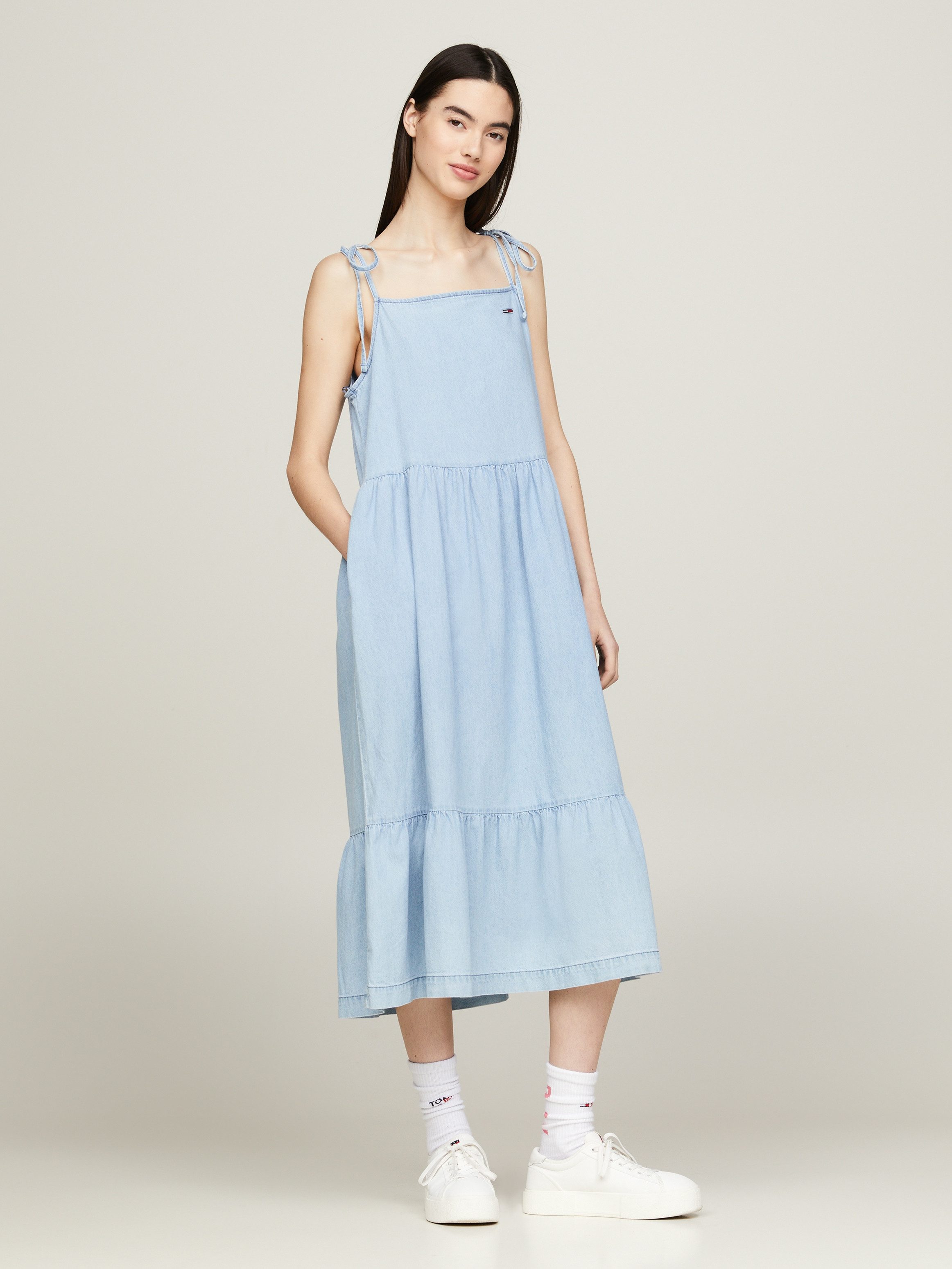 Tommy Jeans Curve Blousejurk TJW CHAMBRAY DRESS EXT dames blousejurken maat 6XL (52) blauw