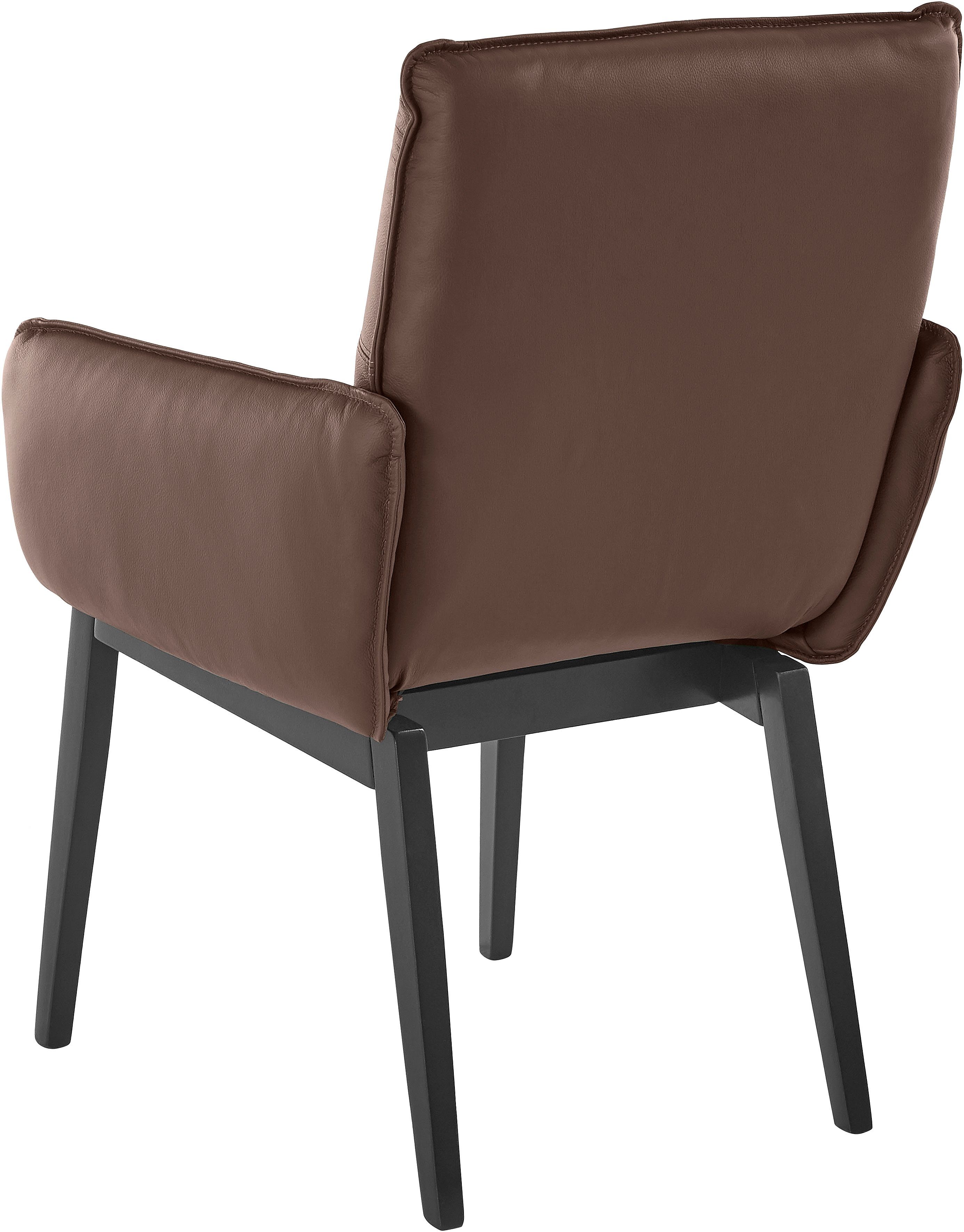 Home affaire Stoel met armleuningen Model 6 Bekleding van microvezel of leer, frame is beuken in zwart gelakt (2 stuks)