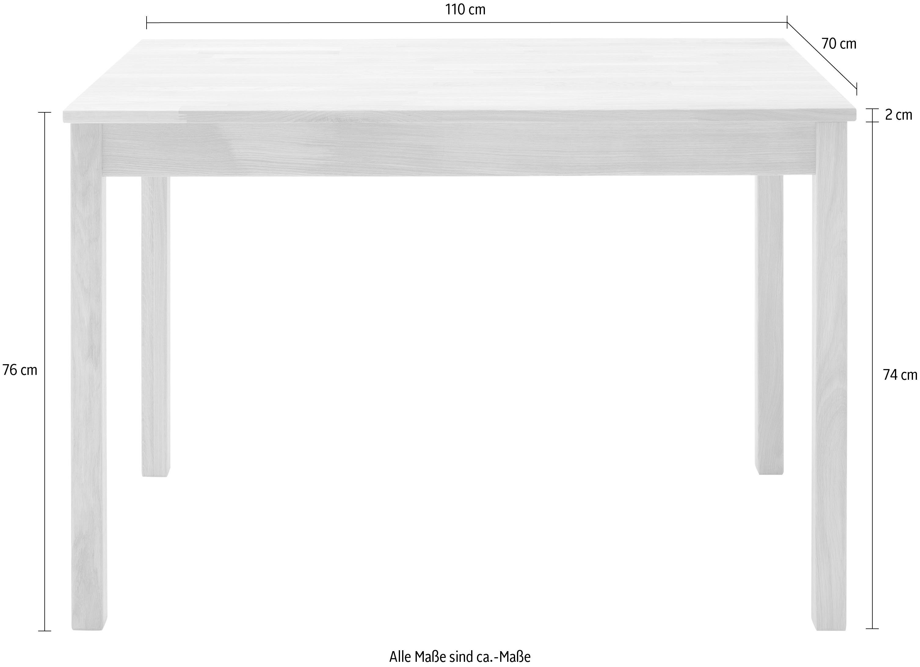 MCA living Eettafel Alfons, TOPSELLER! Massief houten tafel in geolied wildeiken, belastbaar tot 50 kg